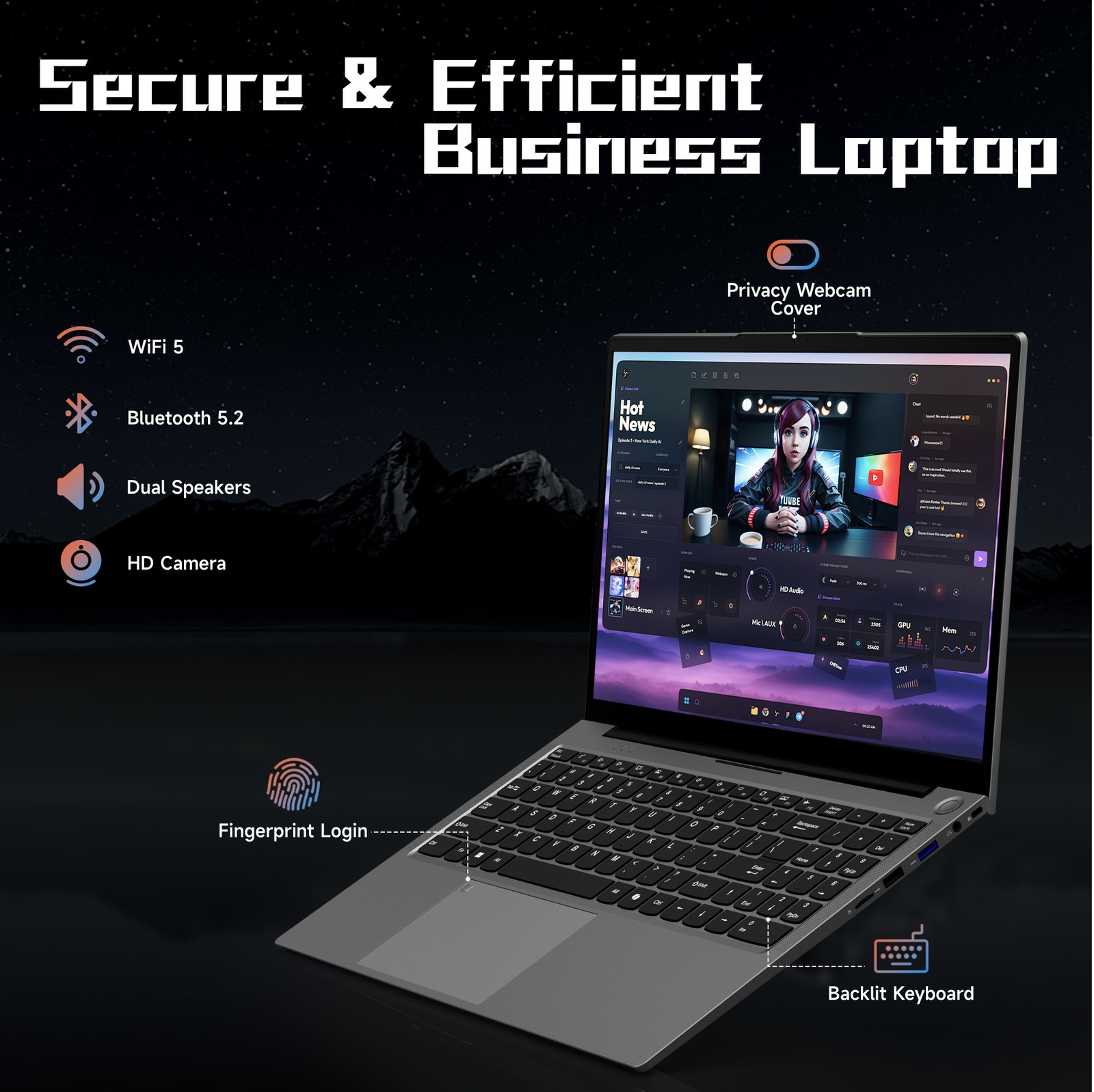 NIMO 15.6” Gaming-Laptop 6-Cores AMD Ryzen 5 6600H 16GB DDR5 512GB SSD 4.5GHz
