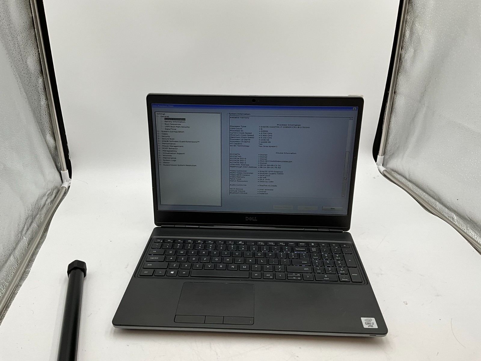 DELL Precision 7550 i7-10850H 2.70gh 32gb 512gb T2000 15.6″ LAPTOP 1YSLZ33 ***