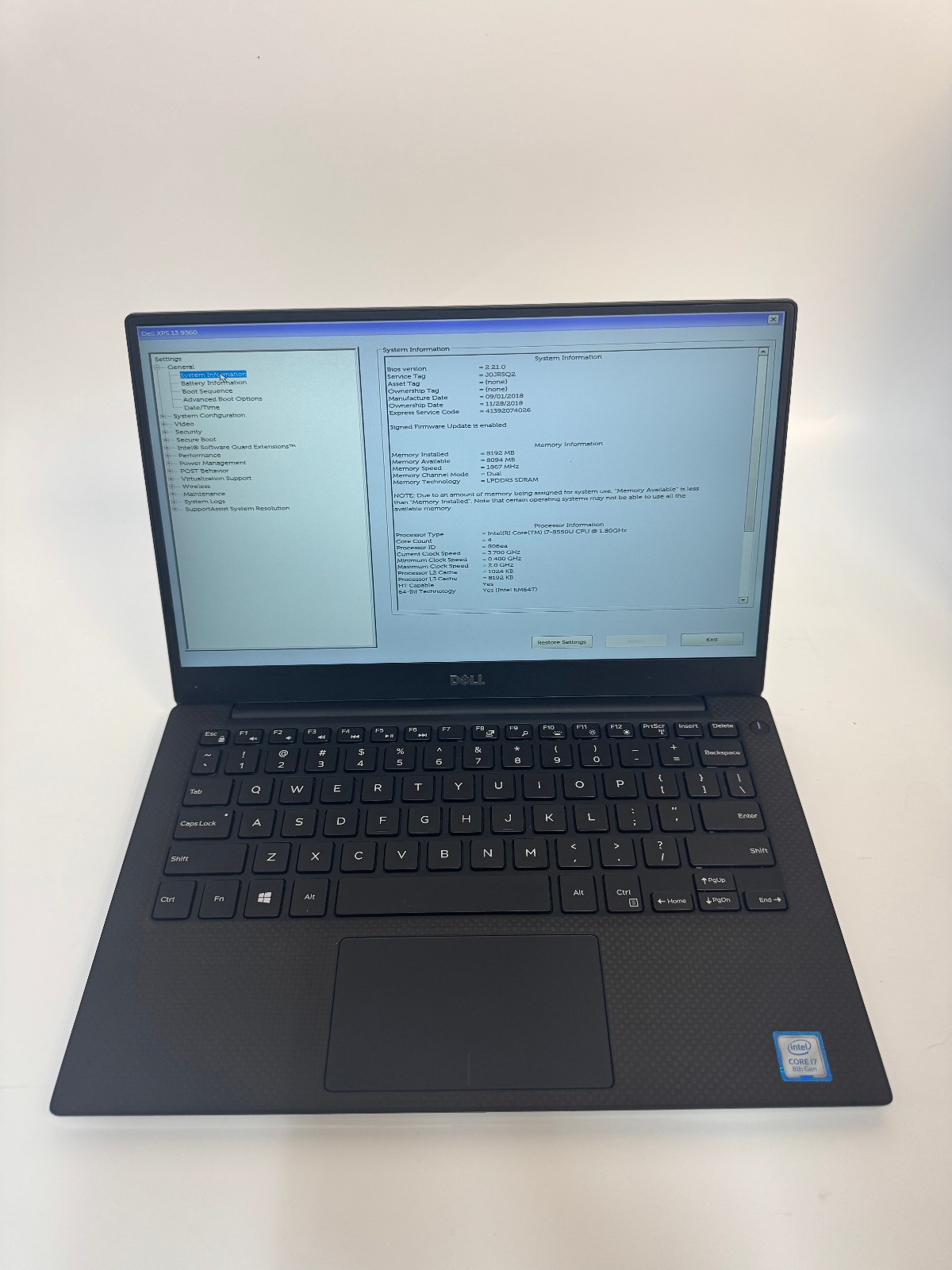 Dell XPS 13″ | i7-8550U | 8GB RAM | 1TB M.2 | Win 11