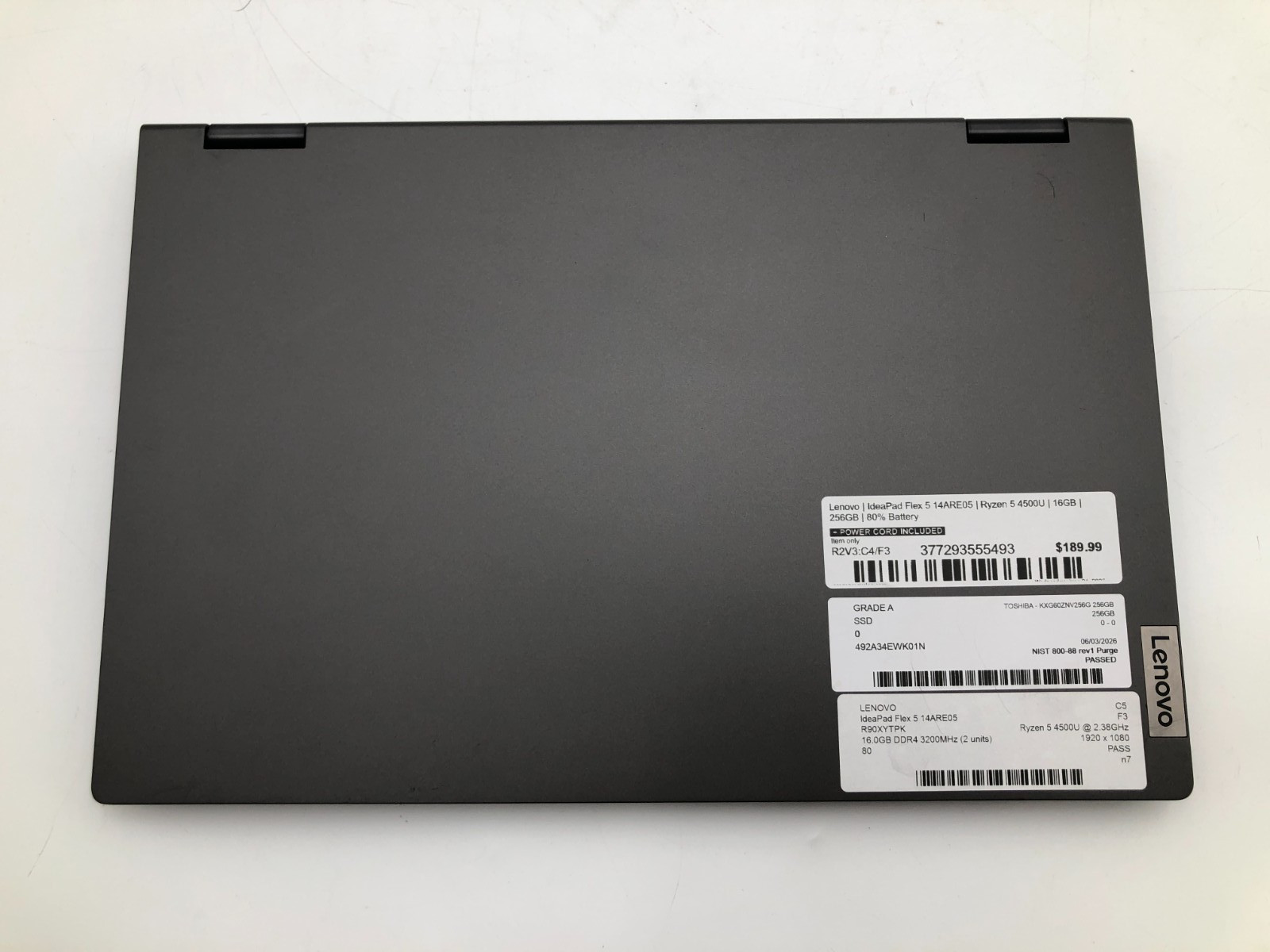 Lenovo | IdeaPad Flex 5 14ARE05 | Ryzen 5 4500U | 16GB | 256GB | 80% Battery