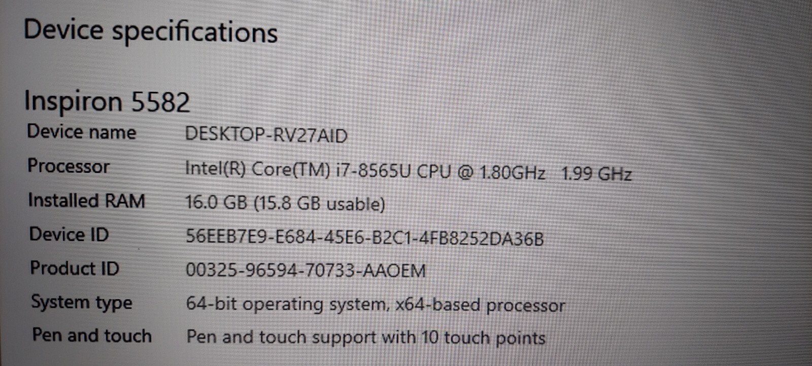 Dell Inspiron 5582