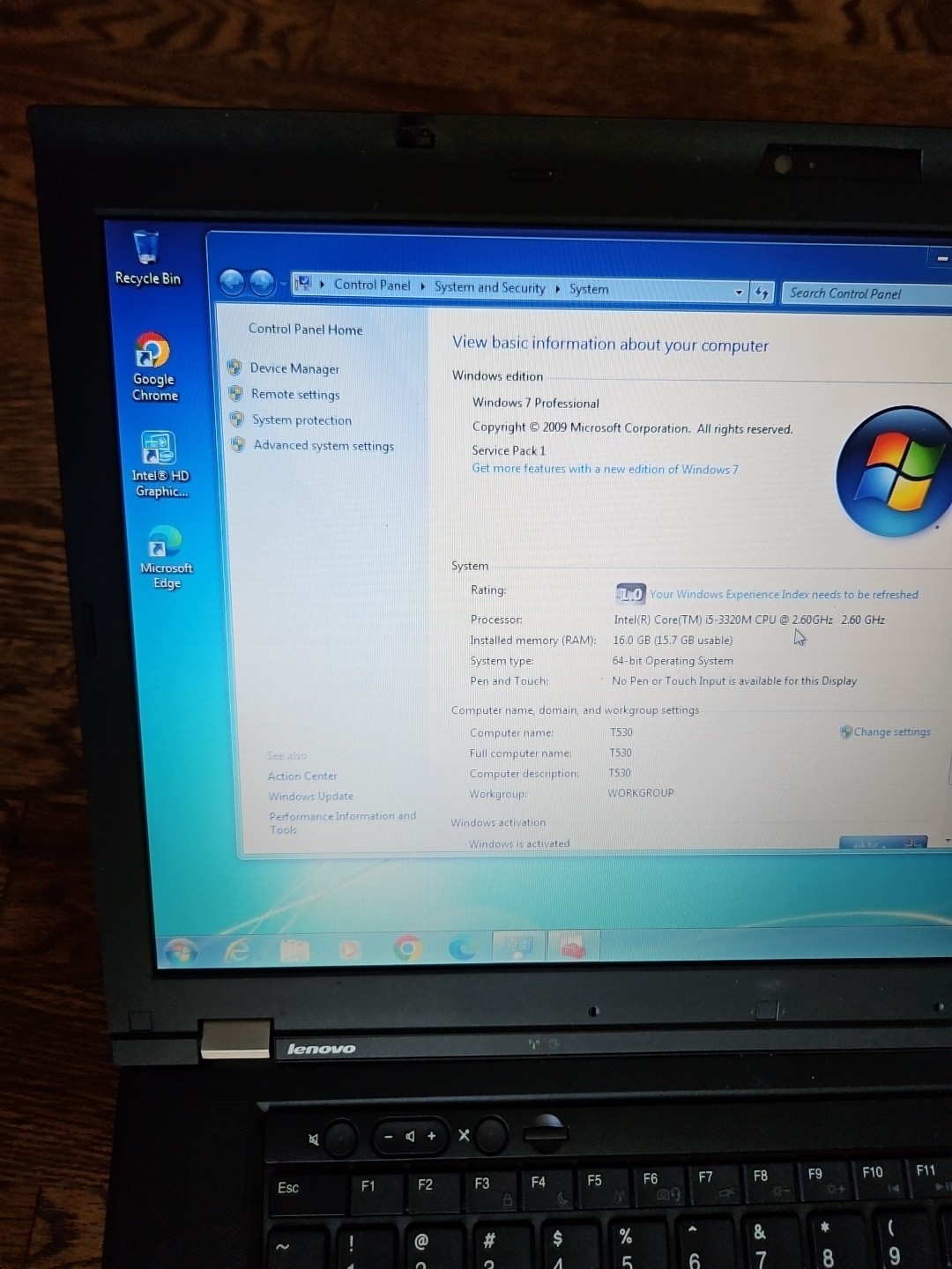 Lenovo ThinkPad T530 i5/16GB Ram 120GBSSD+500GB HDD. Win 7 Pro. Ready to Use.