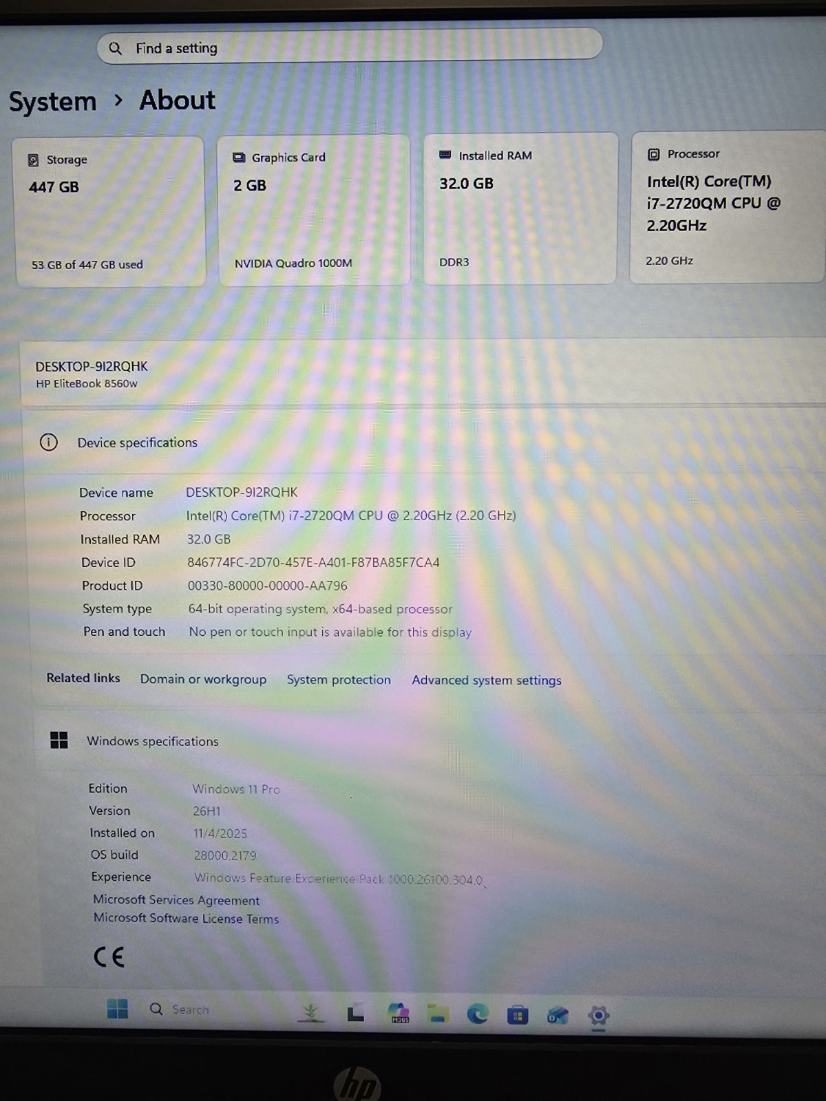 15″ HP Elitebook 8560W | i7-2720QM 32GB RAM 512GB SSD | Backlit NVIDIA New Batt
