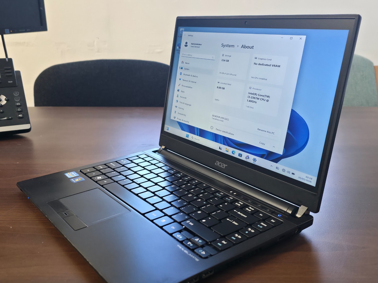 14″ ACER TRAVELMATE 8481 CORE i3-2367M 8GB 240GB SSD HDMI WIN11