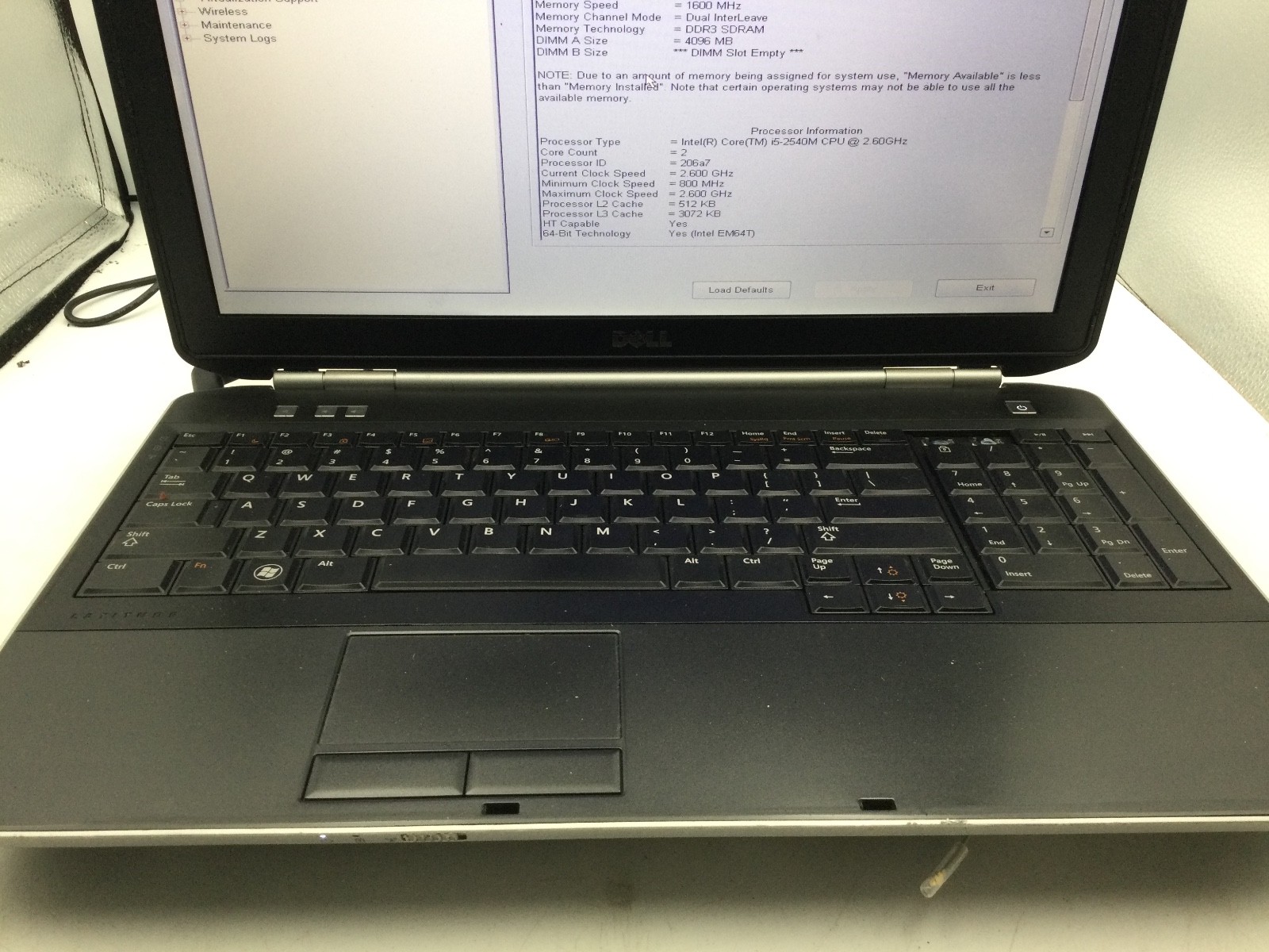 DELL LATITUDE E5520 – BOOTS TO BIOS – INTEL I5 2540 – NO RAM – 15″ – READ – BB!