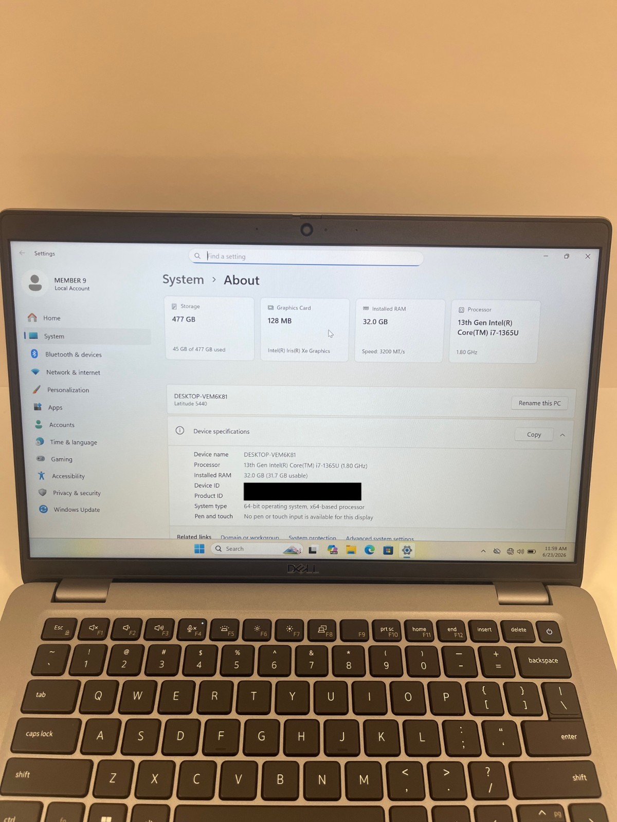Dell Latitude 5440 14″ 32 GB RAM i7-1365U 512GB SSD 13th Gen Intel Laptop Win 11