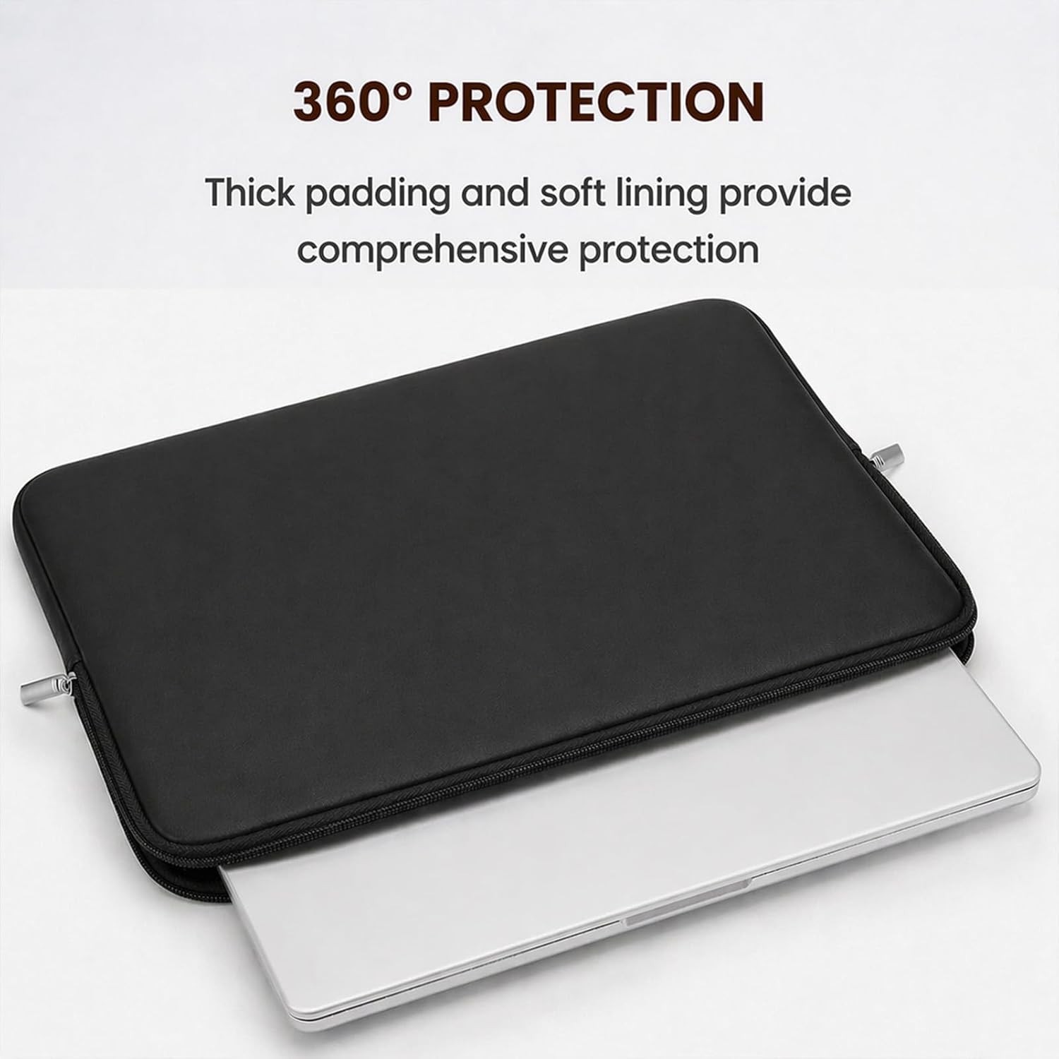 16 Inch Laptop Sleeve Soft PU Leather Case Protective Water Resistant Zipper Pad