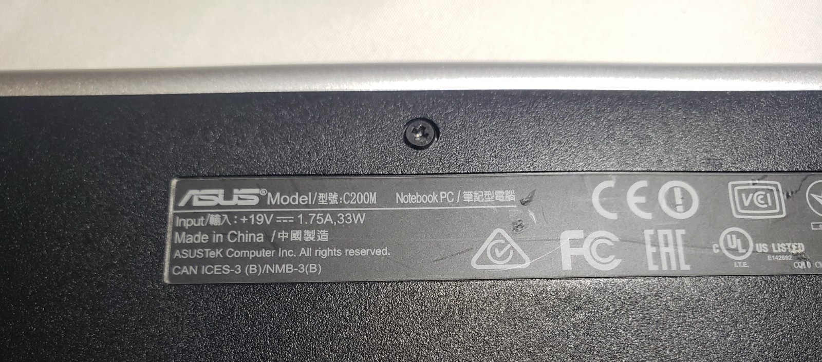 Asus Chromebook Model C200M (Pre-Owned + Charging Adapter Included)