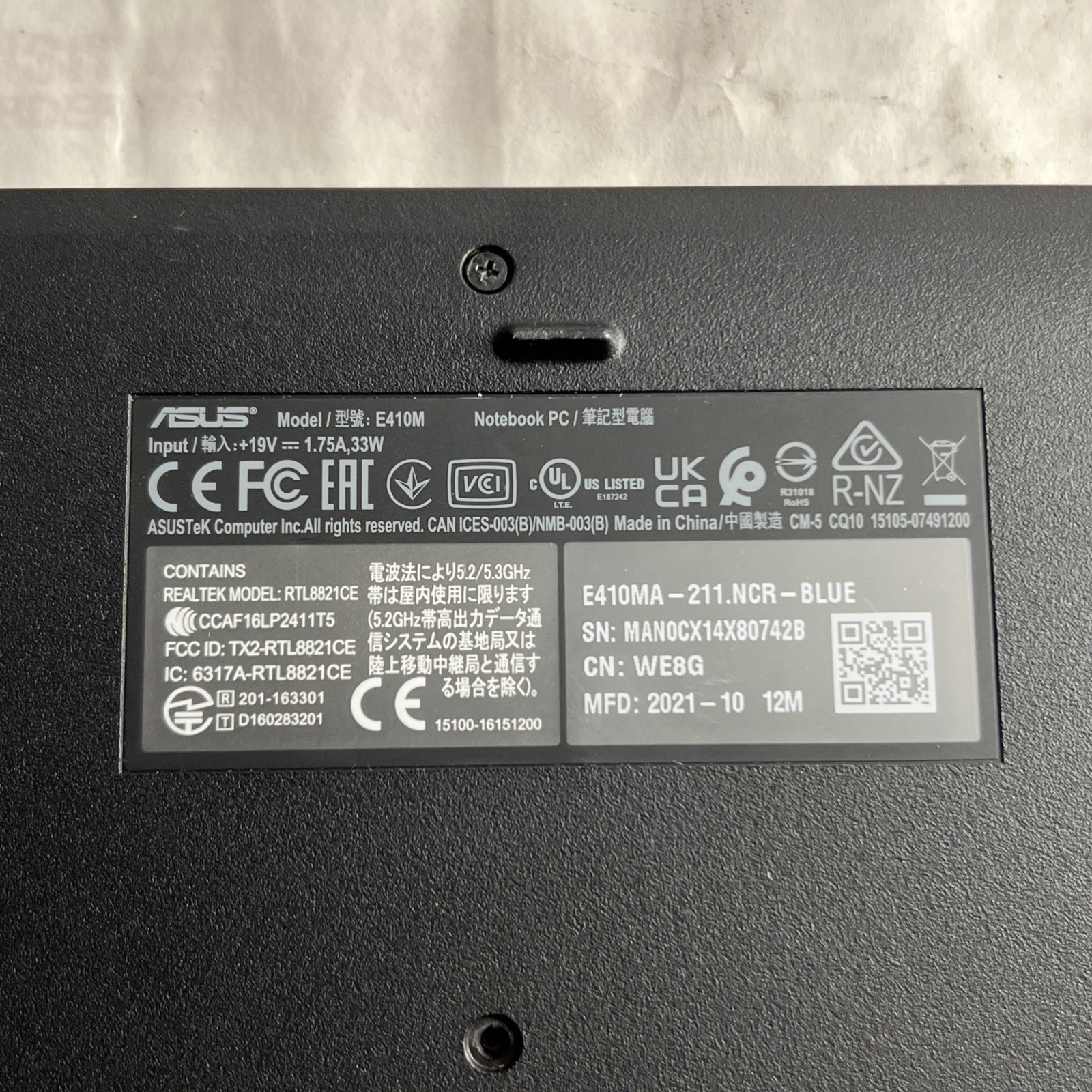 ASUS E410M 14″ Notebook PC Intel Celeron N4020 No Ram/SSD/OS – For parts