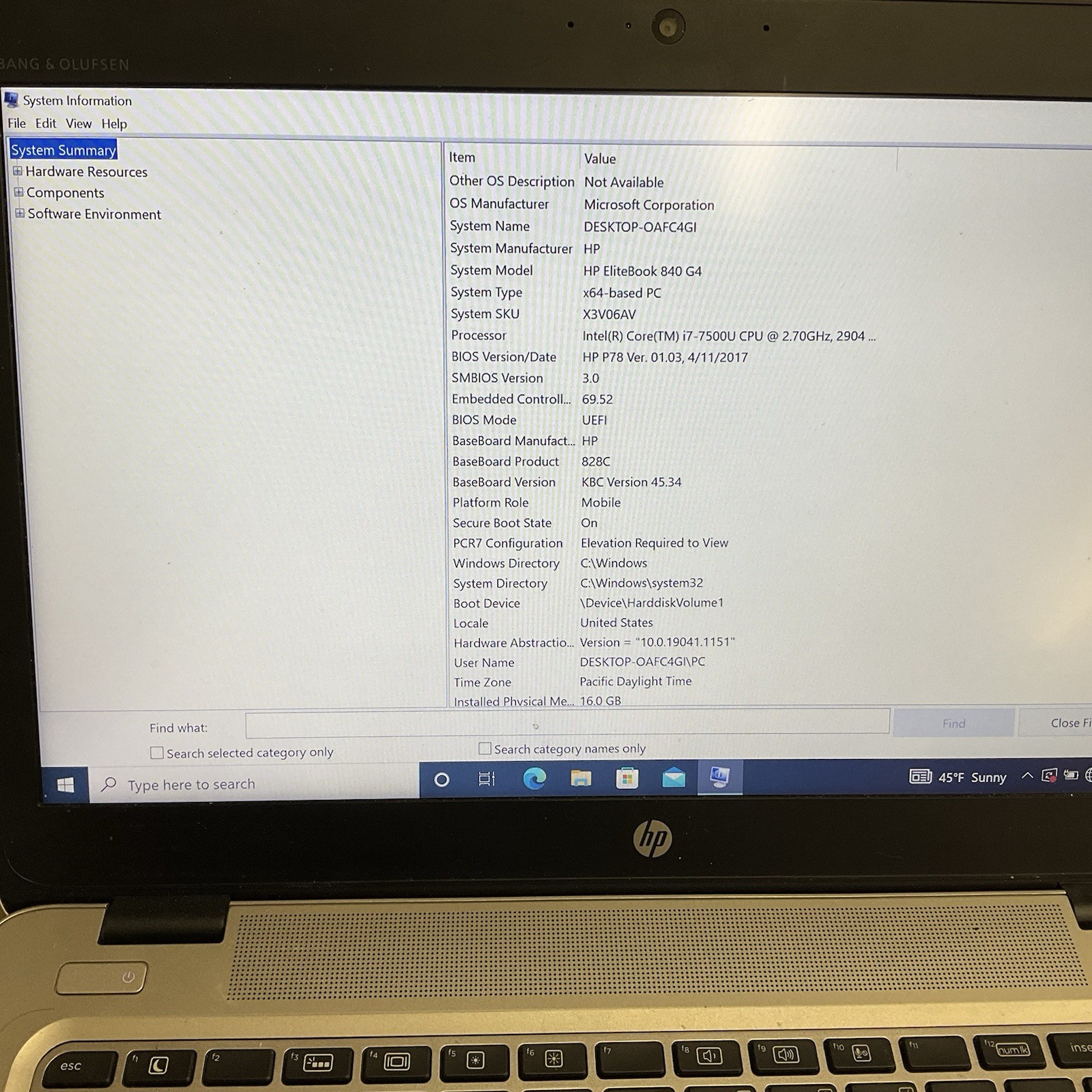 HP EliteBook 840 G4 14 in Intel i7 7500U 16GB RAM 256GB NVMe M.2 SSD Windows 10