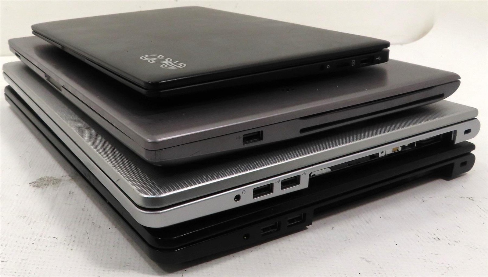 Lot of 4 Mix EVOO, DELL & SAMSUNG No HD & RAM Laptops