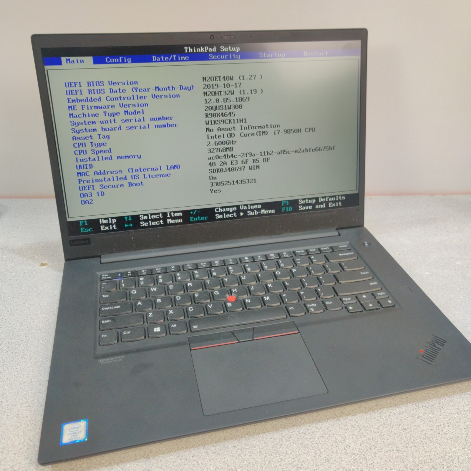 Lenovo P1 Gen 2 i7-9850H 32GB RAM Quadro T1000 NO SSD/OS/AC ADAPTER – Used