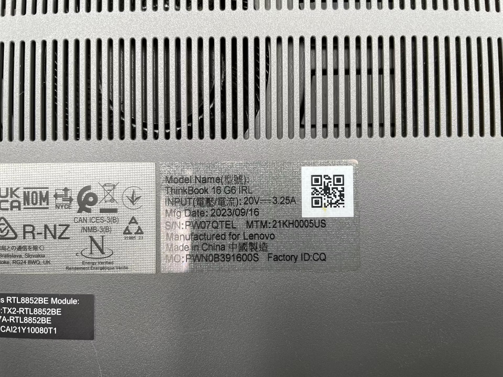 Lenovo ThinkBook 16 G6 IRL Used 16″ (i5-1335U-16GB-256 GB NVMe)