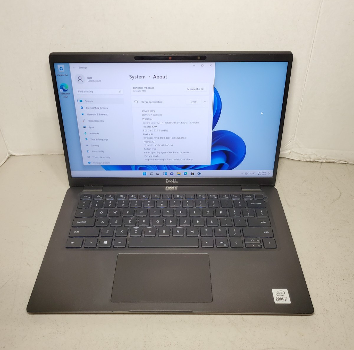 Dell Latitude 7410 14″ Laptop i7-10610U 1.7GHz 8GB RAM 256GB SSD Win11 #69