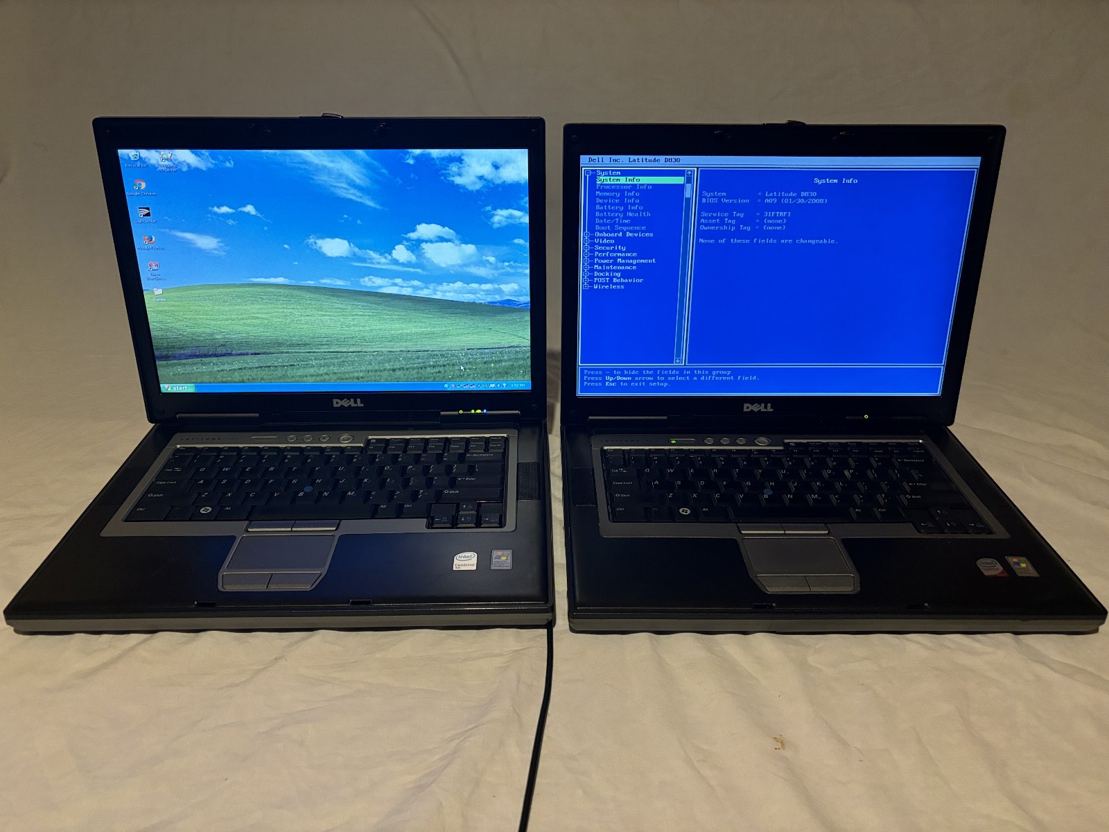 Lot of 2 Dell Latitude D820 SSD laptops Win XP Pro Retro Gaming – One has issues