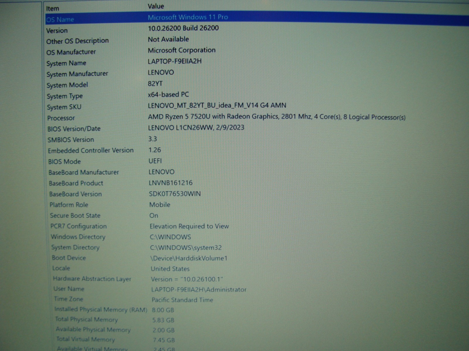 Lenovo V14 G4 AMN 14″FHD Ryzen 5 7th 2.8GHz 8GB 256GB SSD Win 11Pro 99t +PA