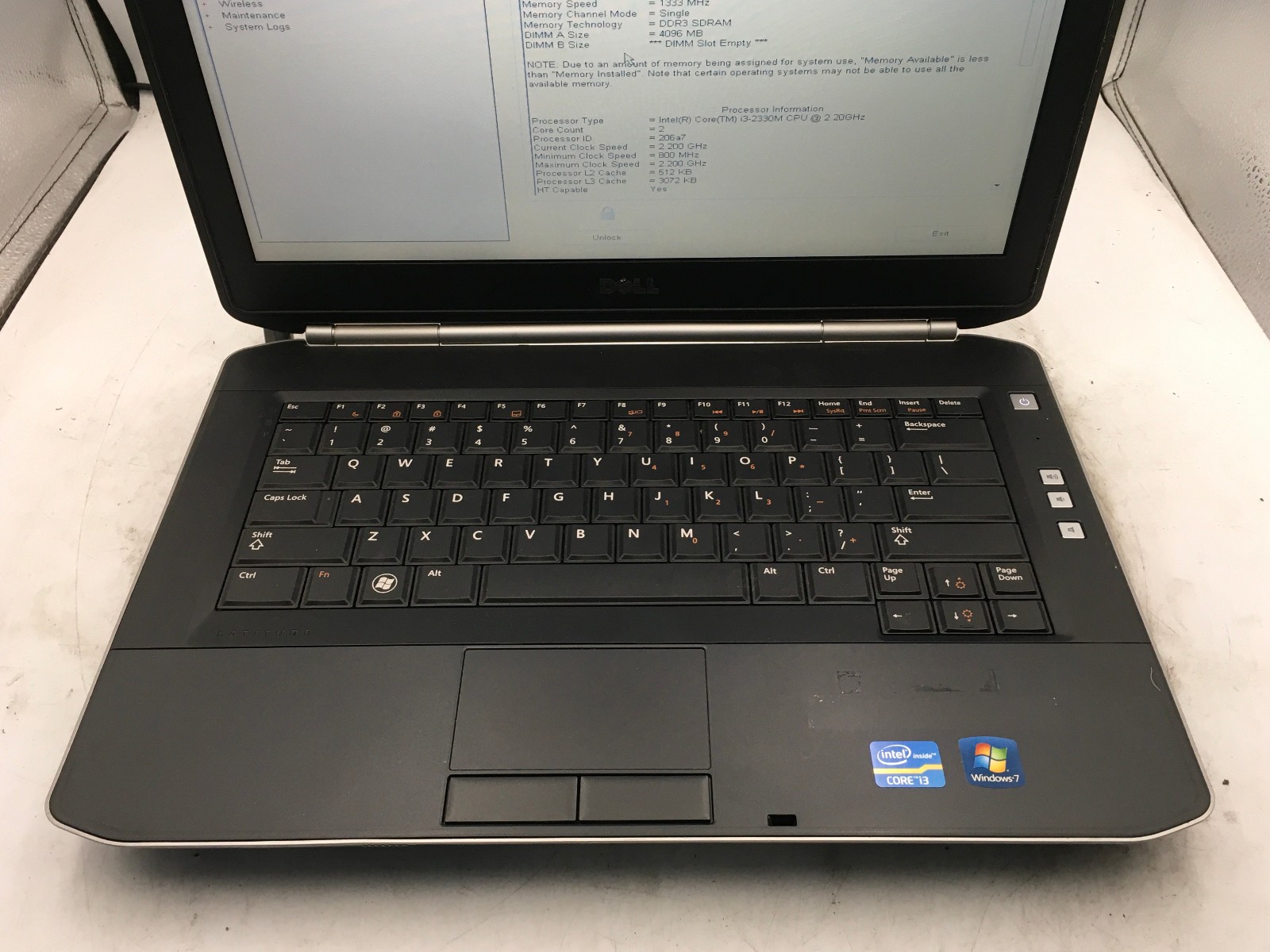 DELL LATITUDE E5420 – BOOTS TO BIOS/LOCKED – INTEL I3 2330M – NO RAM -READ- BB
