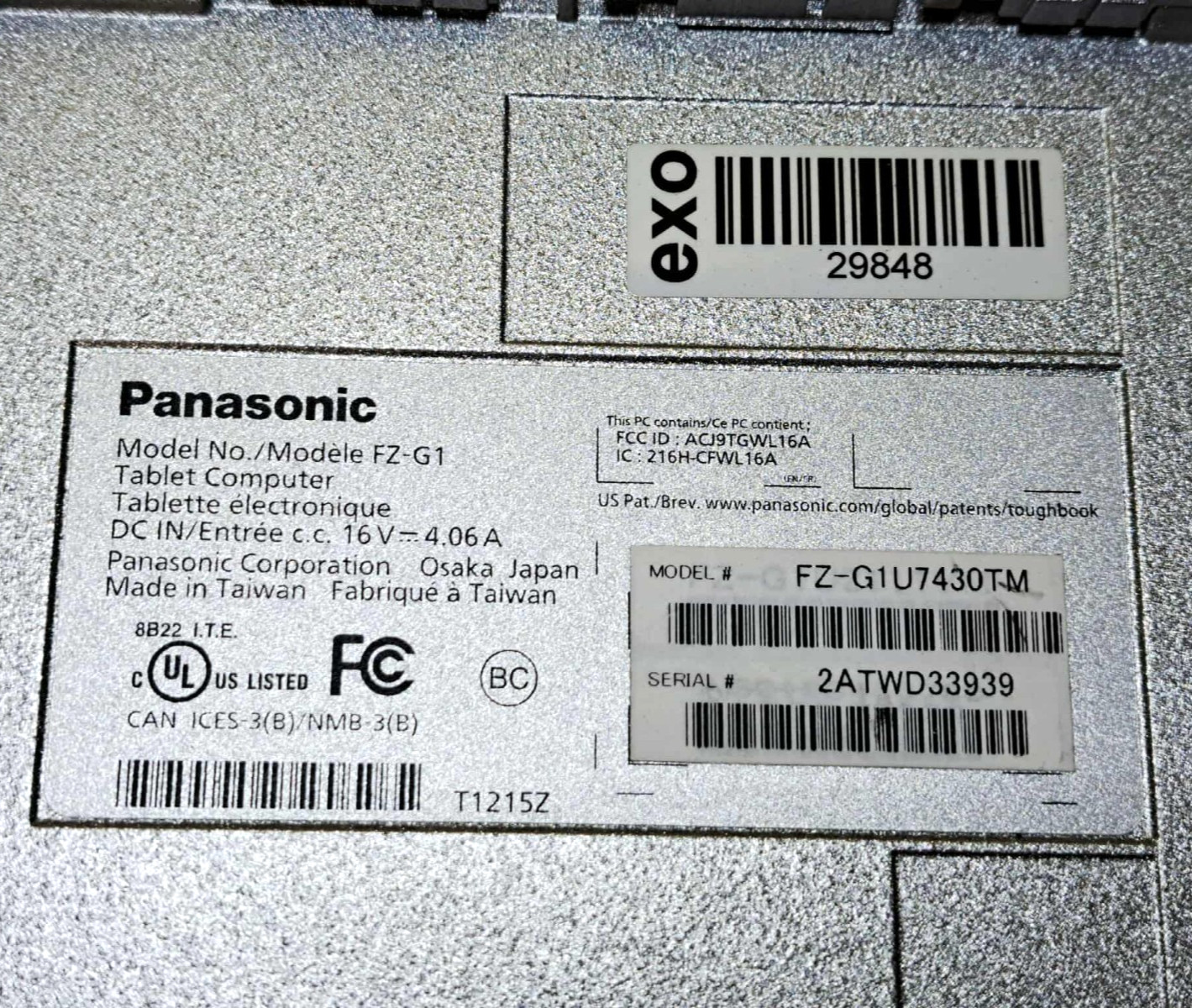 ⚡UNTESTED⚡PANASONIC FZ-G1 TOUCHPAD WINDOWS TOUGHBOOK TABLET MOBILE DEVICE 10.1″⚡