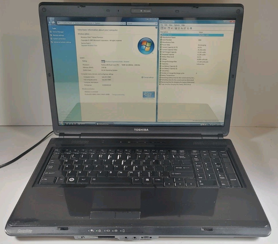 Toshiba Satellite A355-S7907 17″ Intel Pentium T4200 2.0GHZ 3GB RAM 320GB Vista