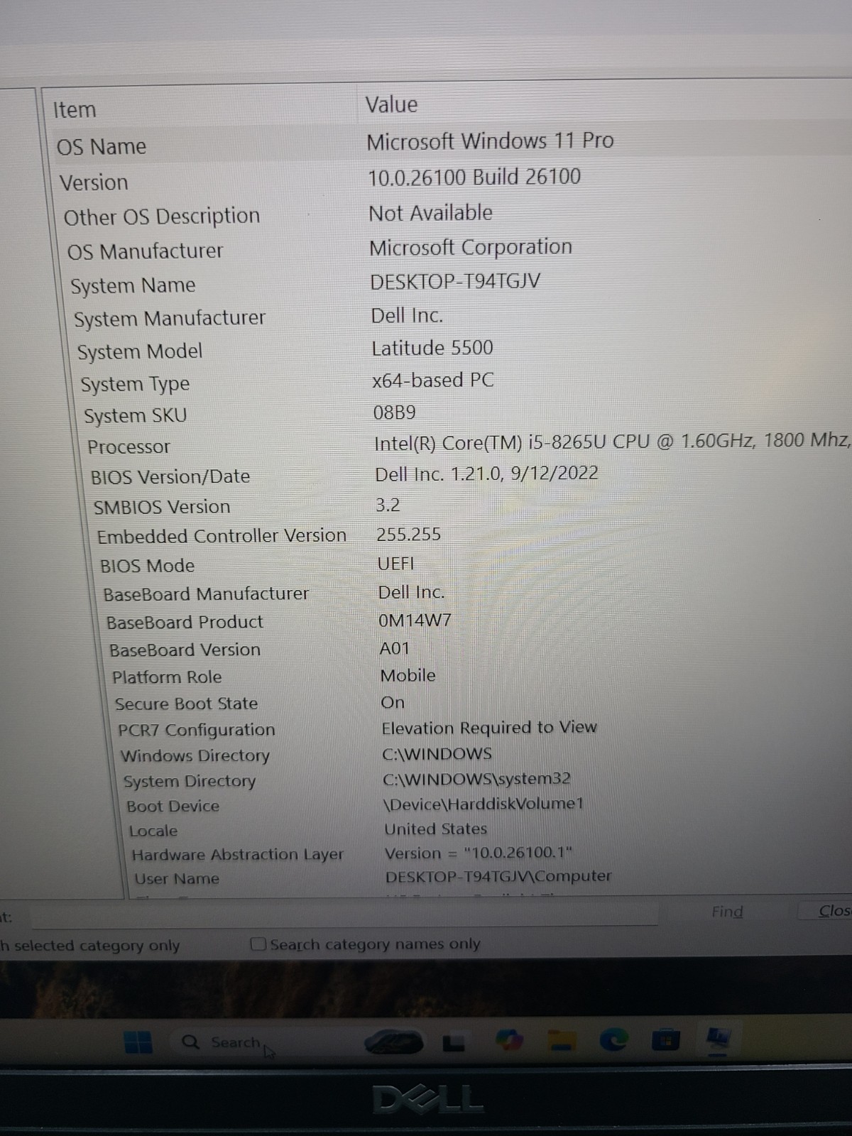 Dell Latitude 5500 i5-8265U 1.60GHz 8GB Ram 256GB SSD Win 11 Pro