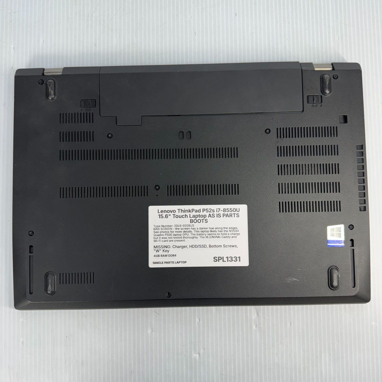 Lenovo ThinkPad P52s i7-8550U 15.6″ Touch Laptop AS IS PARTS BOOTS *ROUGH