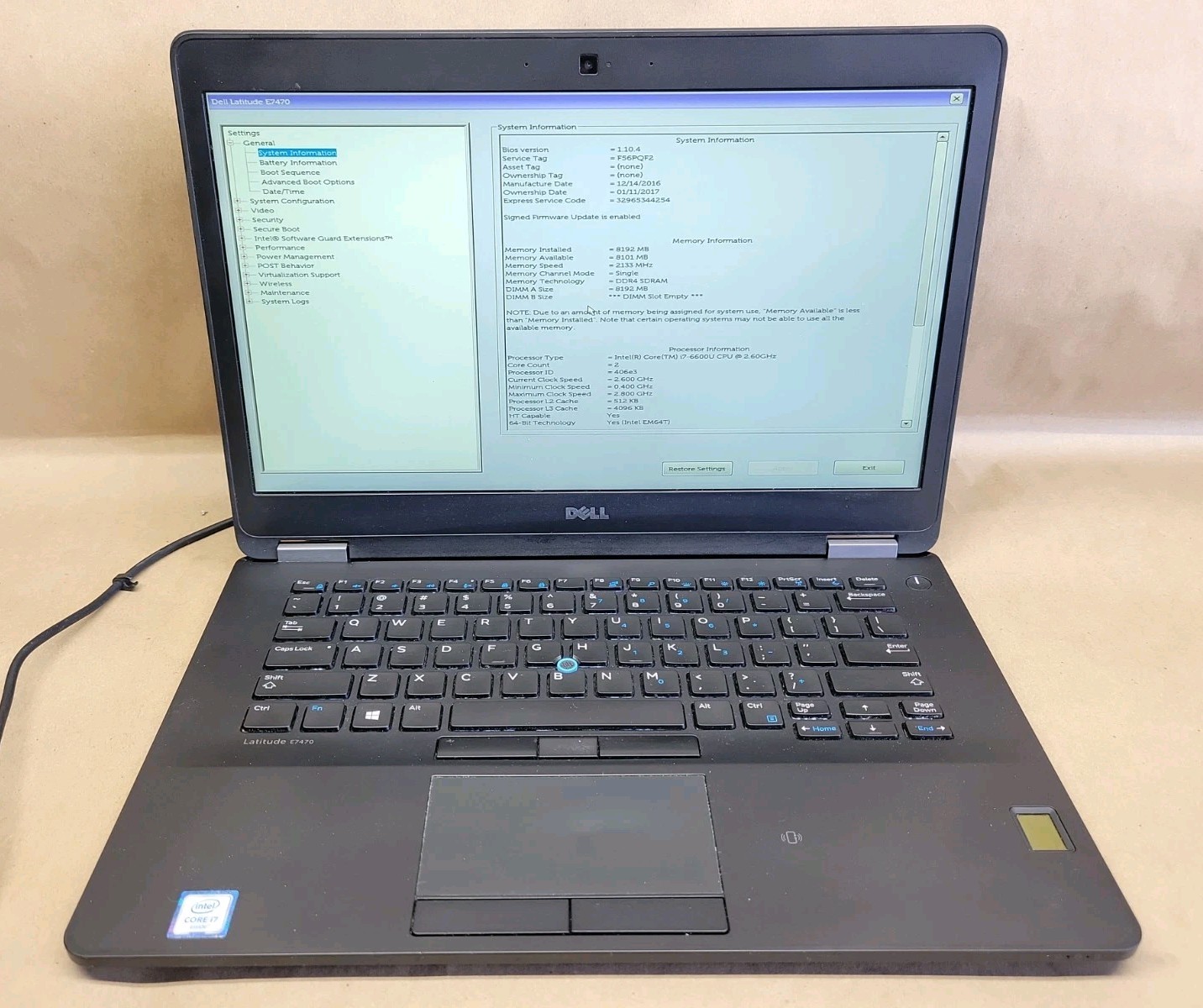 Dell Latitude E7470, Intel Core i7-6600U, 8GB RAM, NO SSD, NO OS *READ*
