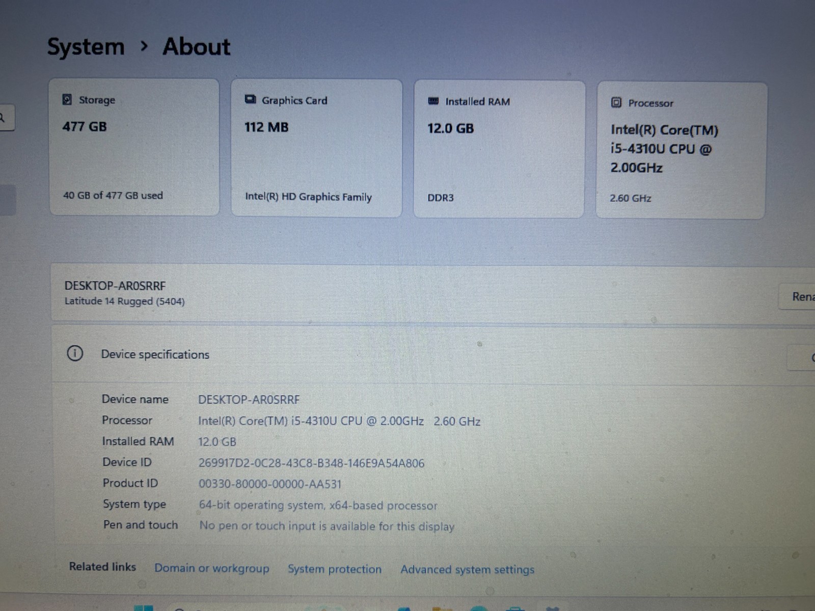 DELL LATITUDE 5404, Intel Core i5-4310U, 2.00 GHz, 12 GB RAM, 512 GB M.2