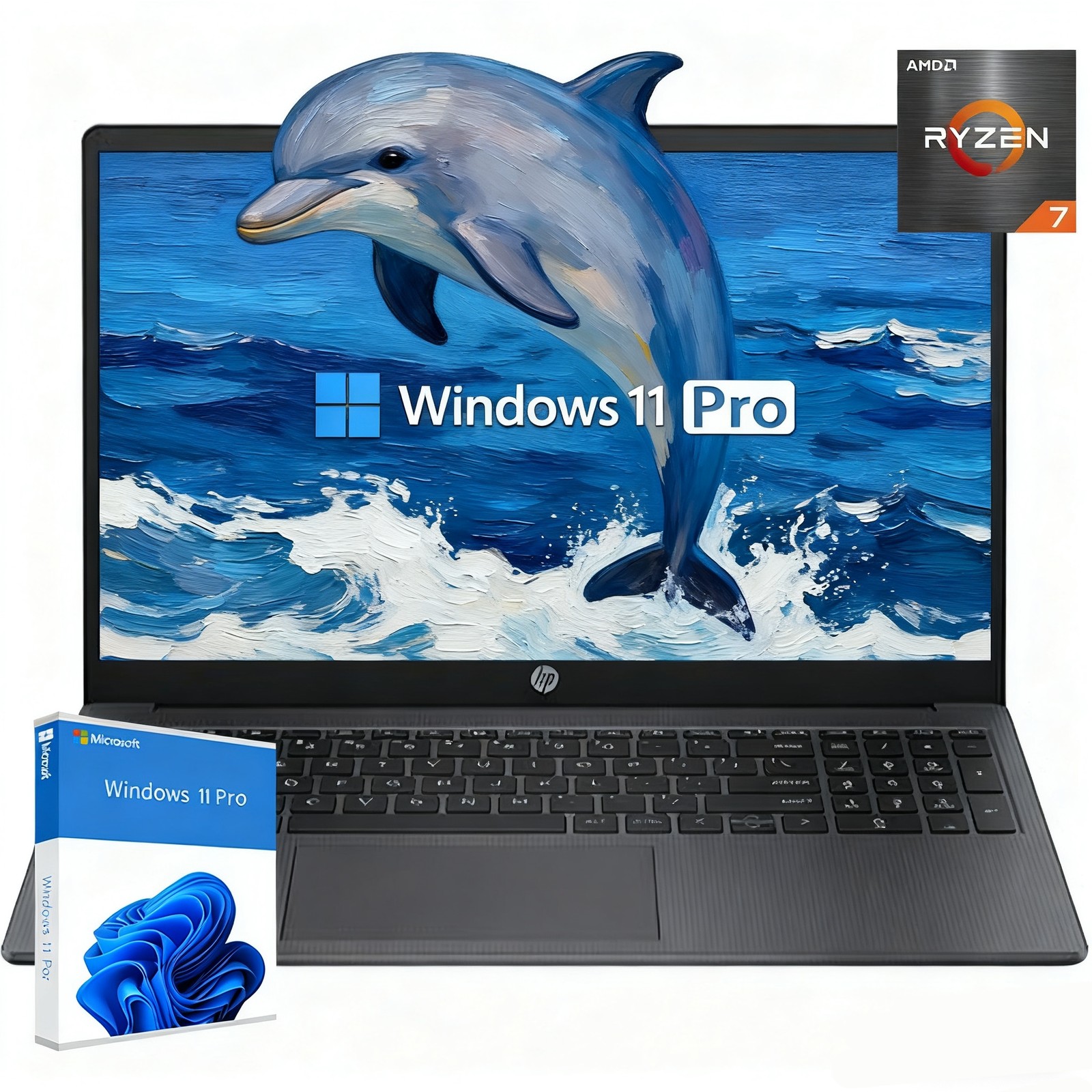 HP Laptop 255 G10 15.6″ FHD AMD Ryzen 7 Wi-Fi 6 16GB RAM 512GB SSD Win 11 Pro