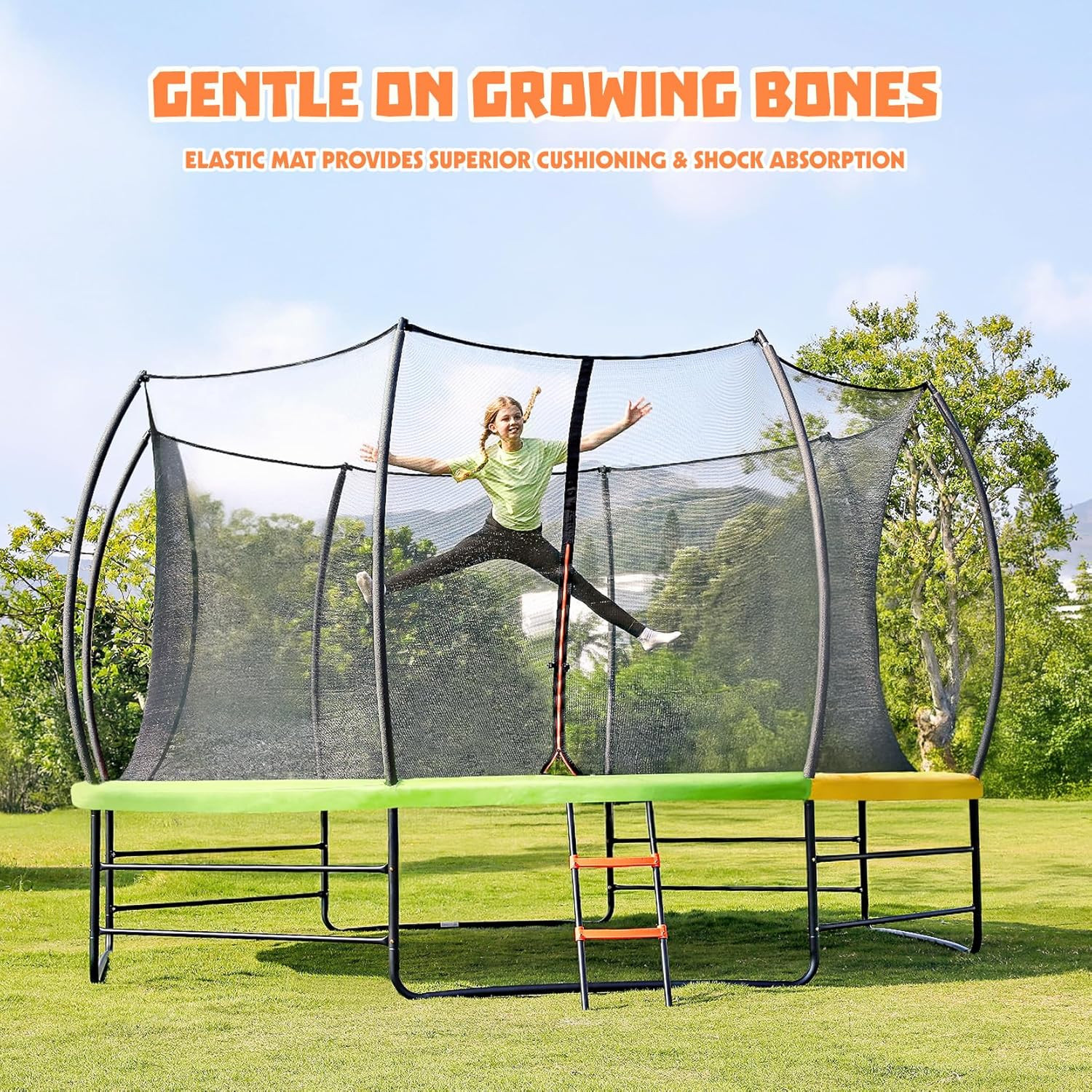 Trampoline Outdoor 12FT 14FT, Recreational Trampolines with Enclosure Net and La
