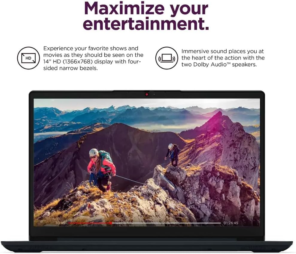 Ideapad 14″ Business Laptop with Microsoft 365 & Copilot AI, Intel Processor, 12
