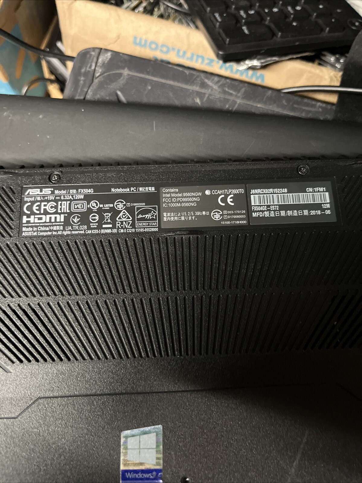 Asus TUF Gaming FX504G i7-8750H 2.20GHz 16GB RAM 256GB SSD 15.6″ Windows 10 Pro