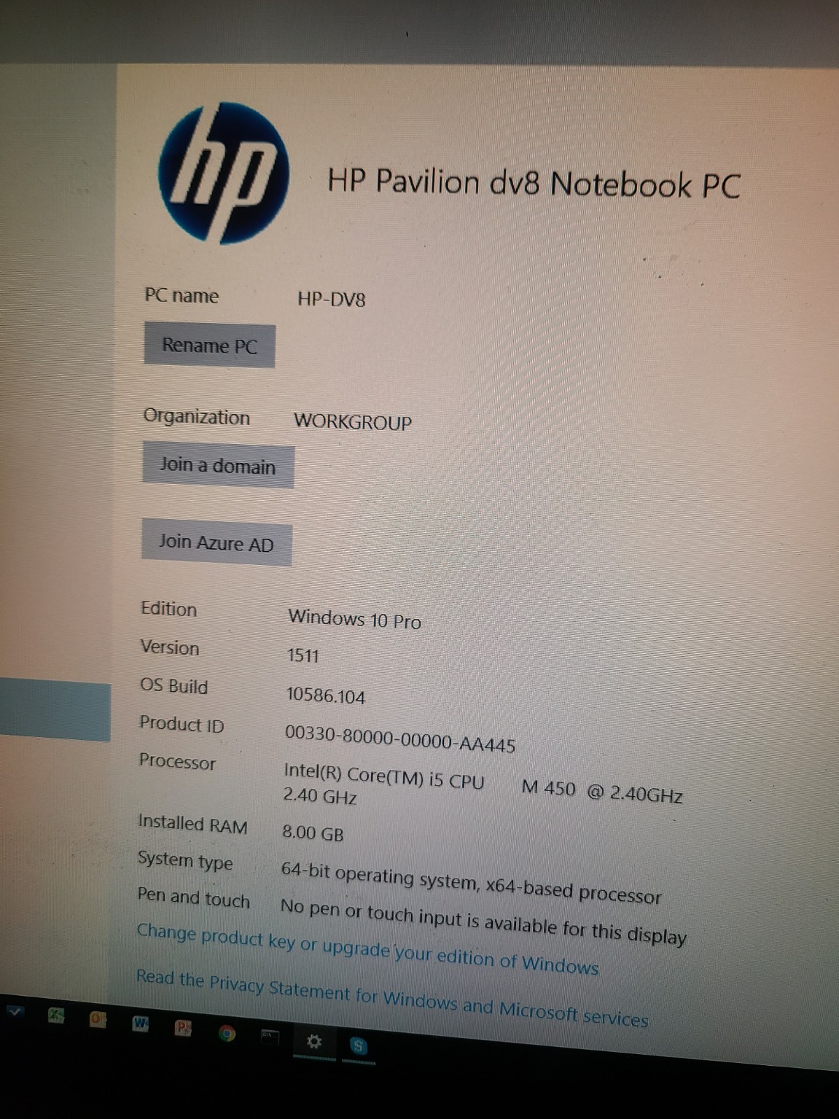 HP Pavilion dv8 Laptop, Intel i5, 8GB RAM, Nvidia GeForce Windows 10 Tested
