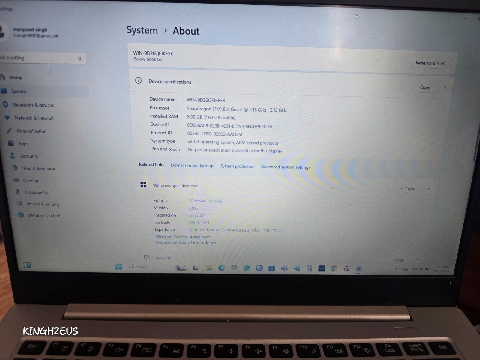 Samsung Galaxy Book Go 14″ (128GB eUFS, Qualcomm Snapdragon 8cx Gen 2, 3.15 GHz,