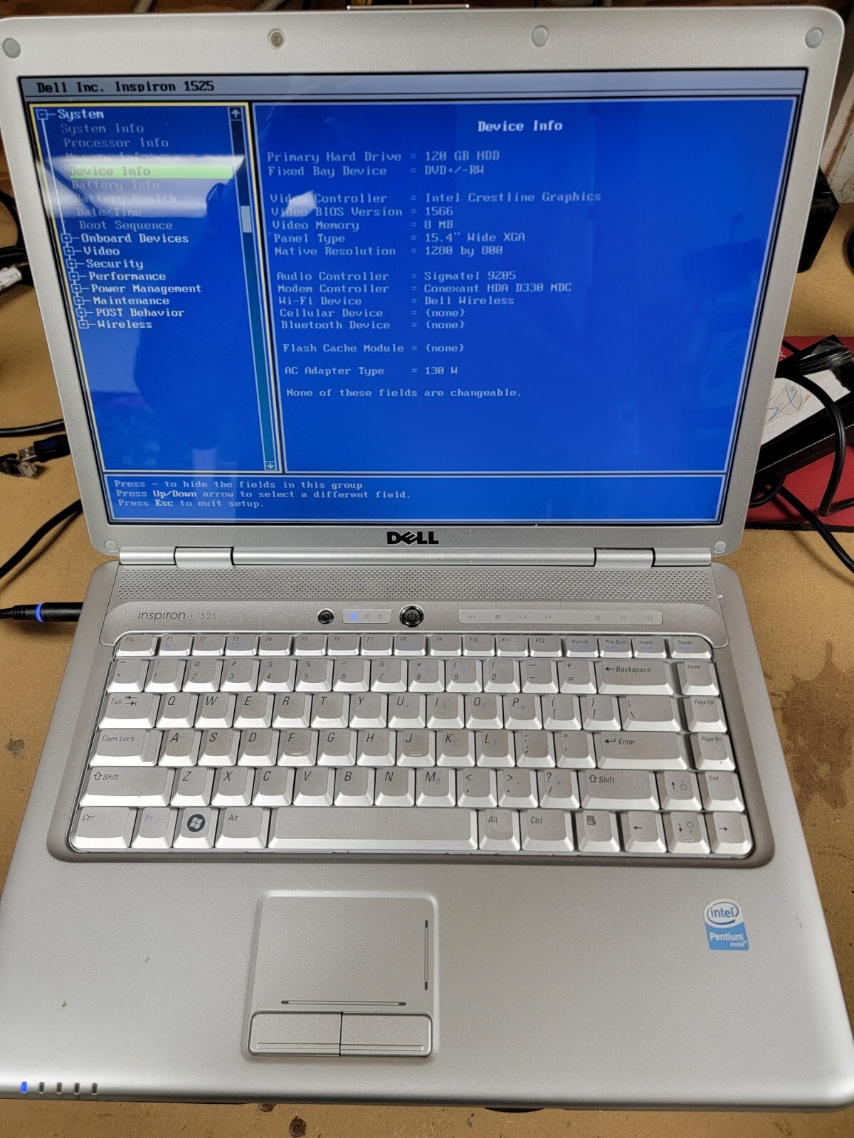 DELL INSPIRON 1525 LAPTOP DUAL CORE 2GHZ 2GB RAM 120GB HDD – HARD DRIVE WIPED