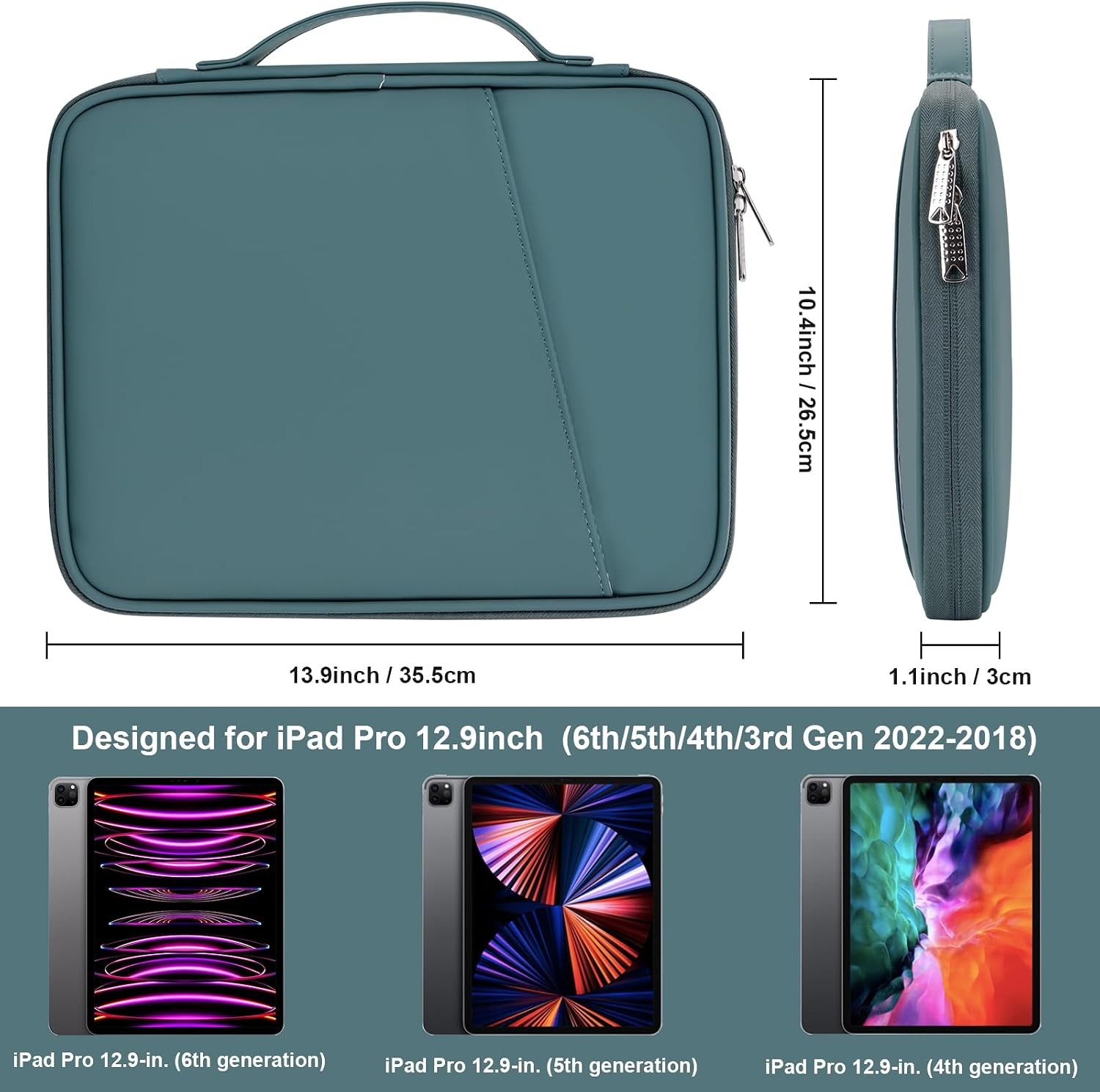 12.9 Tablet Sleeve Carrying Case, Padded Travel Pouch Bag for iPad Pro 13-in