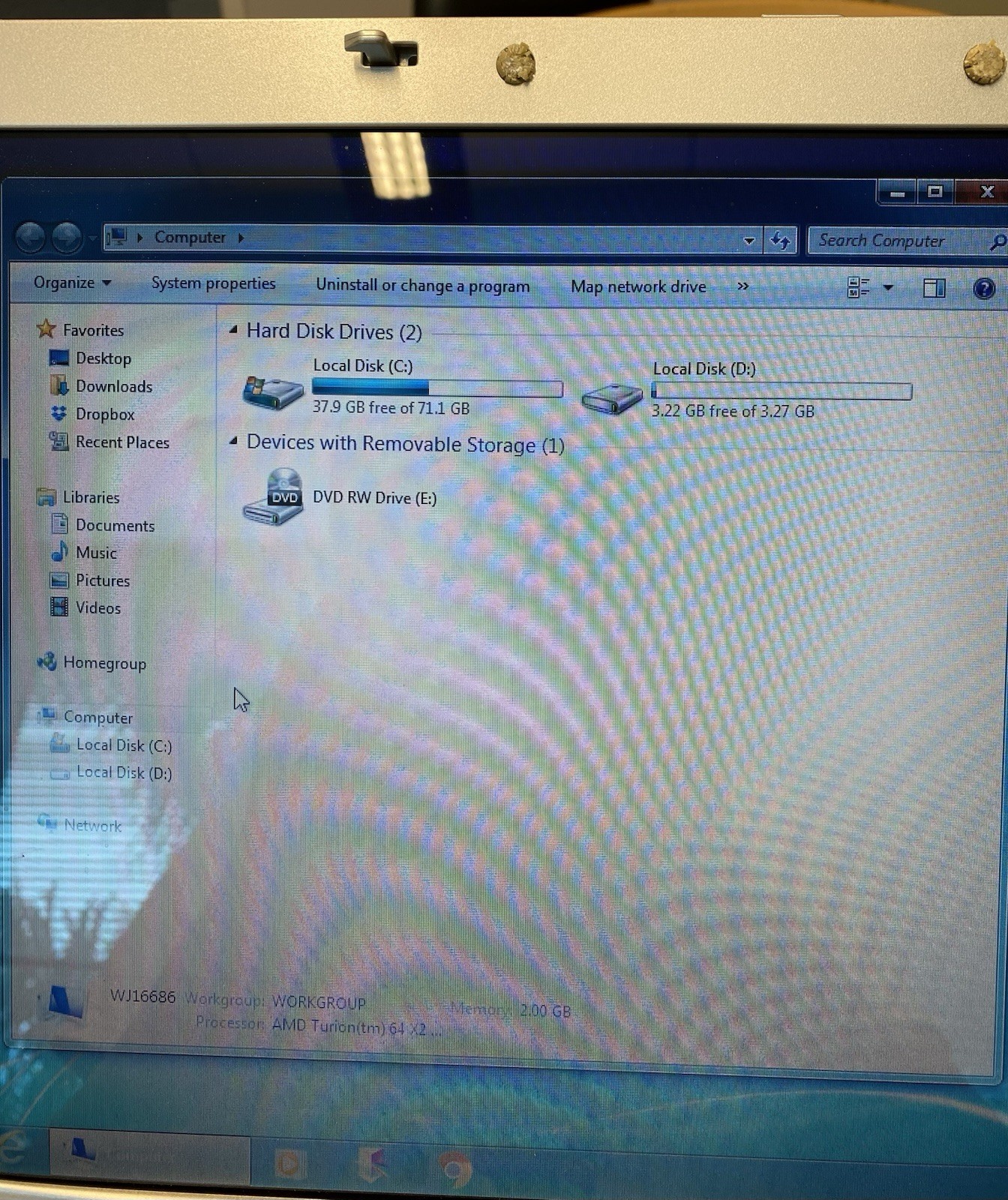 Dell Inspiron 1501 15″ AMD Turion 64 X2 2GB RAM 80GB HDD DVD 32-Bit Win 7 or XP