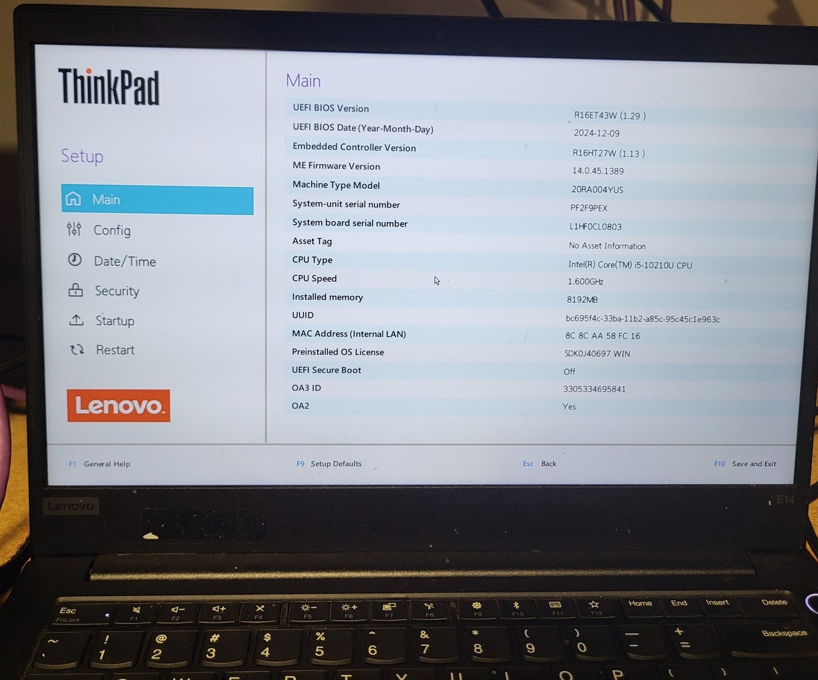 Light Spots Lenovo ThinkPad E14 Laptop Intel i5-10210U 1.6GHz 8GB 256GB SSD w/OS
