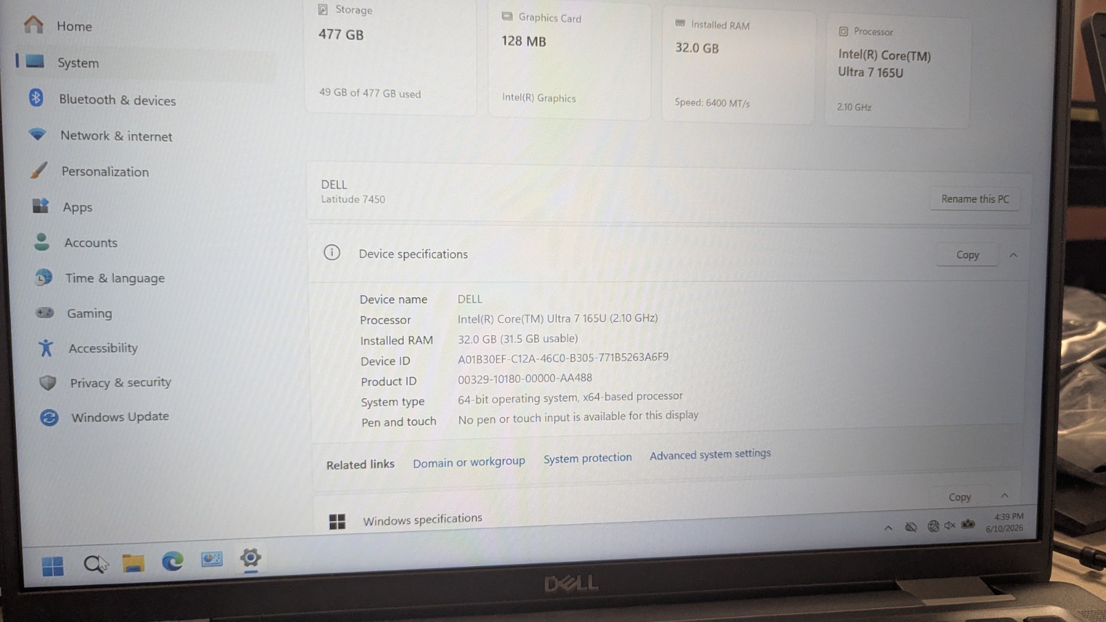 2025 Dell Latitude 7450 14″ Laptop (Ultra 7 165U 32GB 512GB)