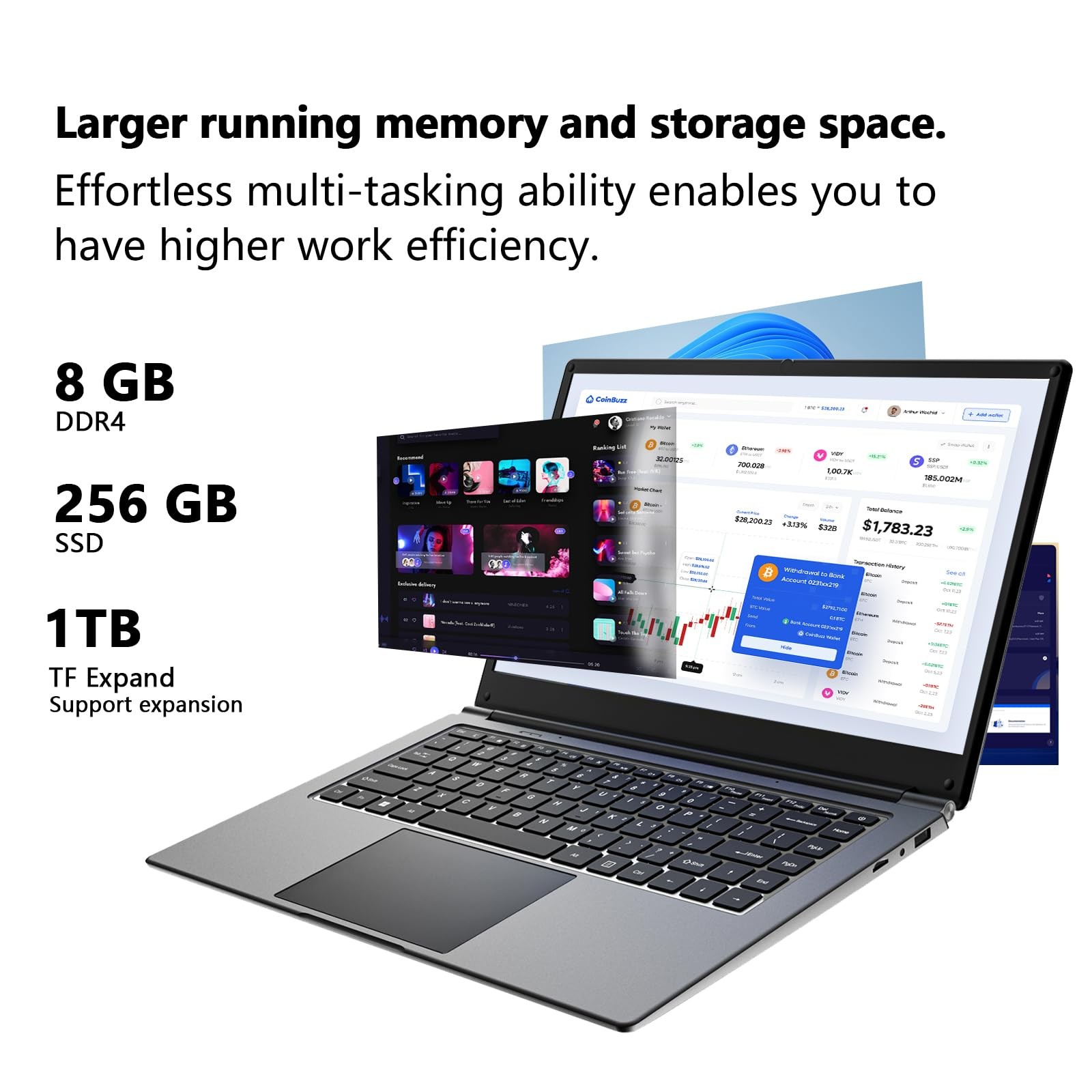 15.6 inch Laptop Computer,Celeron N3450,4GB RAM and 192GB SSD,Windows 11 Lapt…