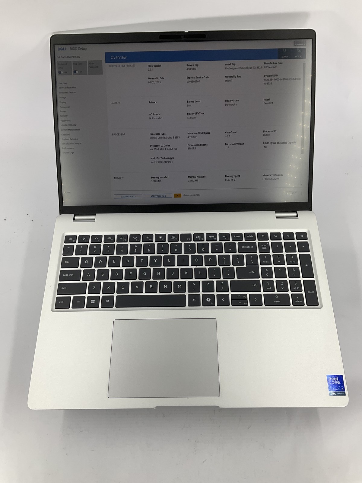 Dell Pro 16 Plus PB16250 16″ Core Ultra 5 238V 256GB 32GB B Win 11 Pro *READ*