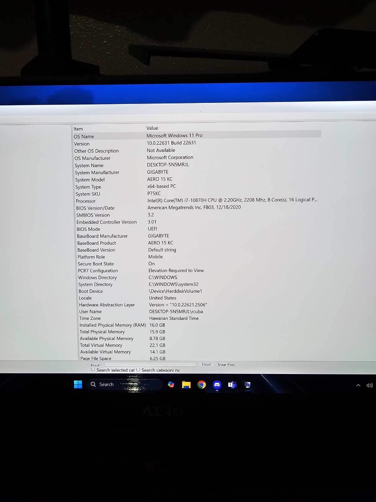 GIGABYTE AERO 15 – 15.6″ 4K OLED – i7-10870H – RTX 3060 GPU – 16 GB – 512 GB