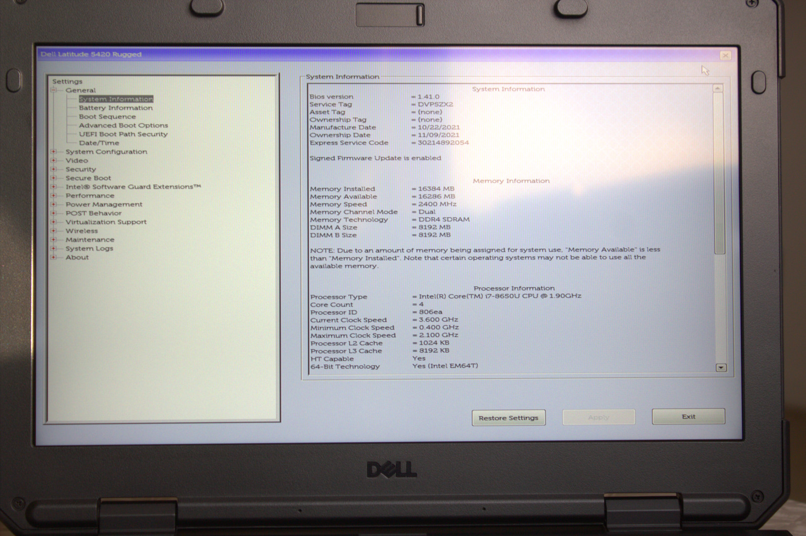 Dell Latitude 5420 Rugged i7-8650U AMD RX540 512GB 16GB Touch Good Condition