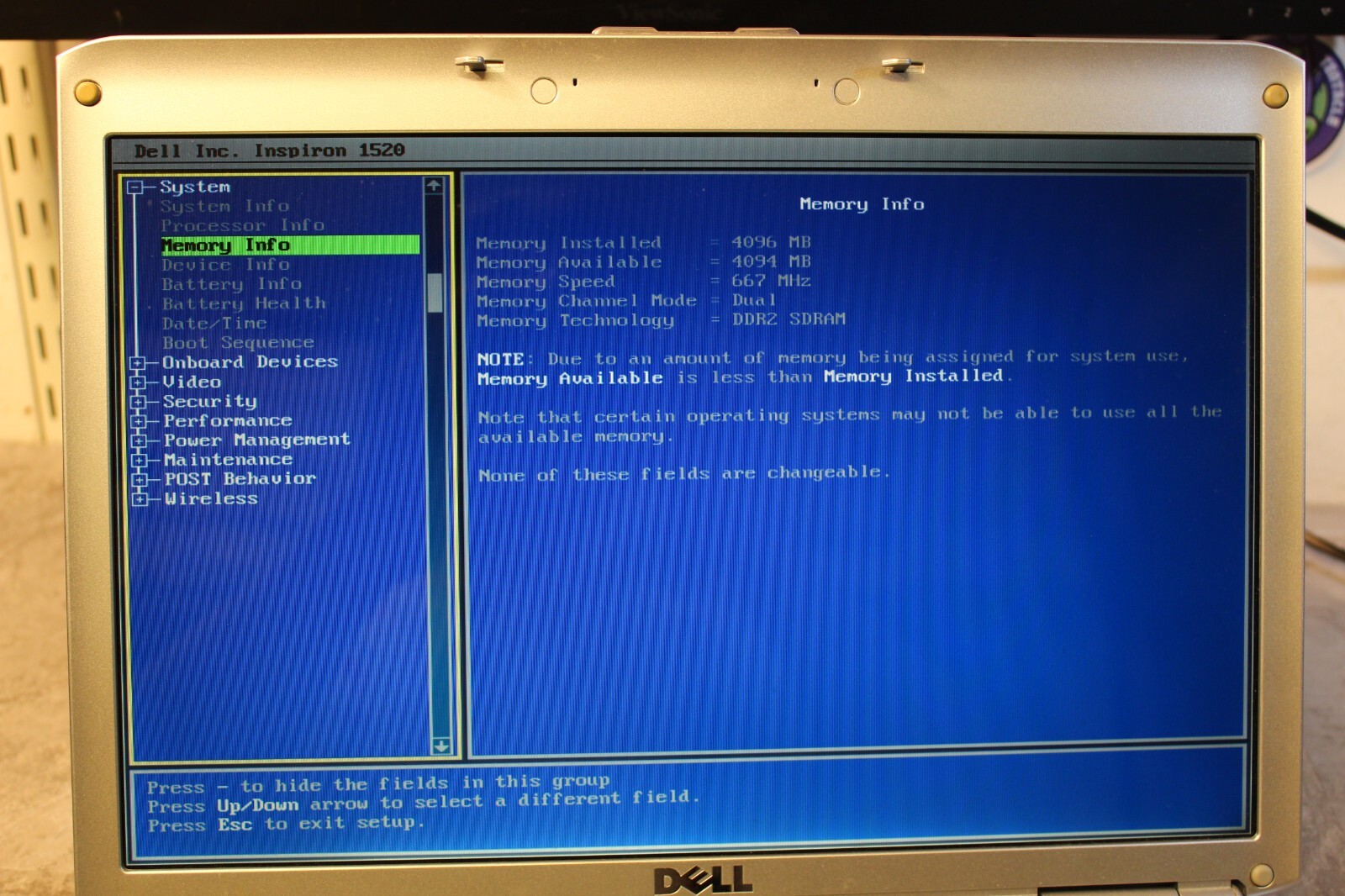 Dell Inspiron 1520 For Parts Booted 160GB HDD Wiped 4GB Ram Core 2 Duo@2.0Ghz