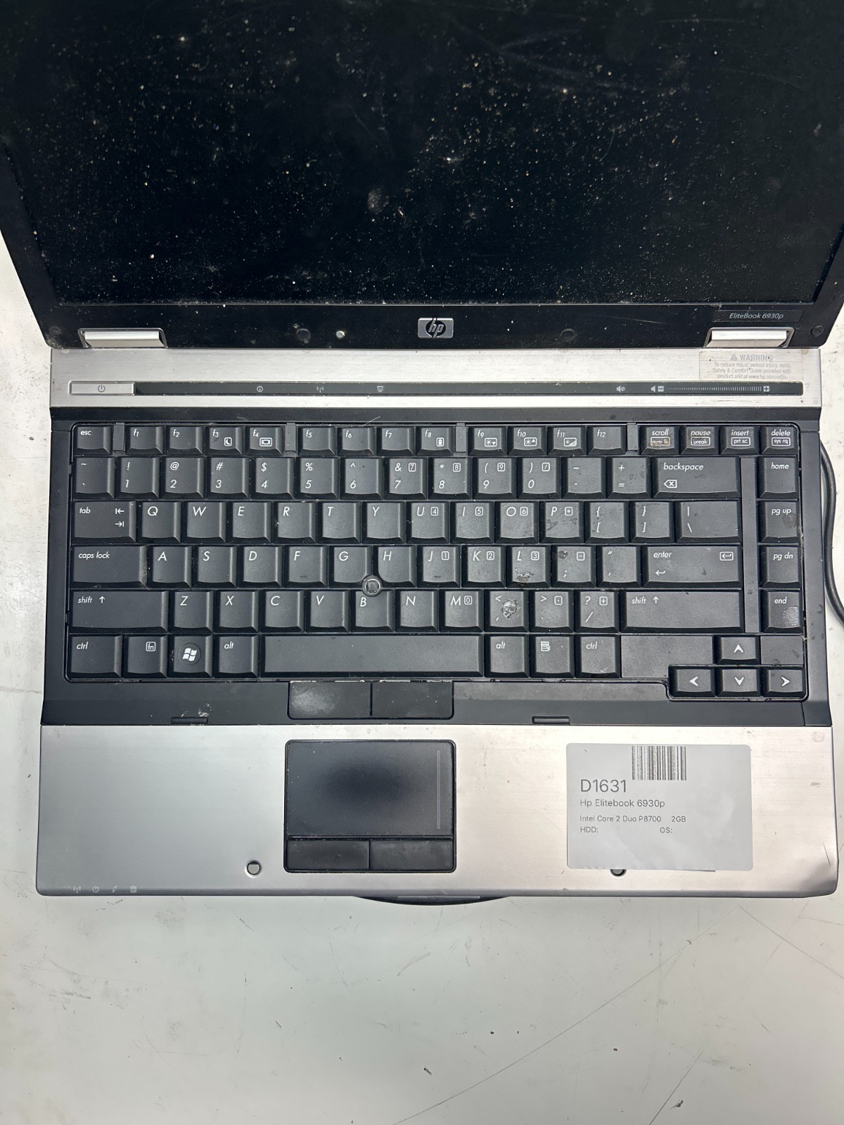 HP Elitebook 6930p Intel Core 2 Duo P8700 2GB NO HDD