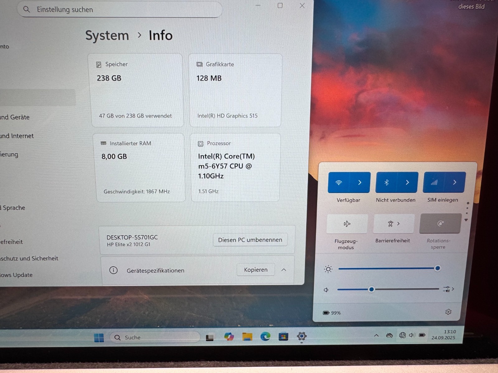 HP Elite X2 1012 G1 2-in-1 m5-6Y57 1.1GHz 8GB 256GB 12″ FHD Win 11Pro DE LTE NB