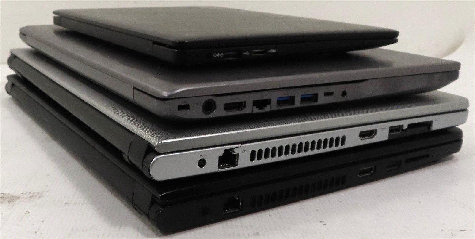 Lot of 4 Mix EVOO, DELL & SAMSUNG No HD & RAM Laptops
