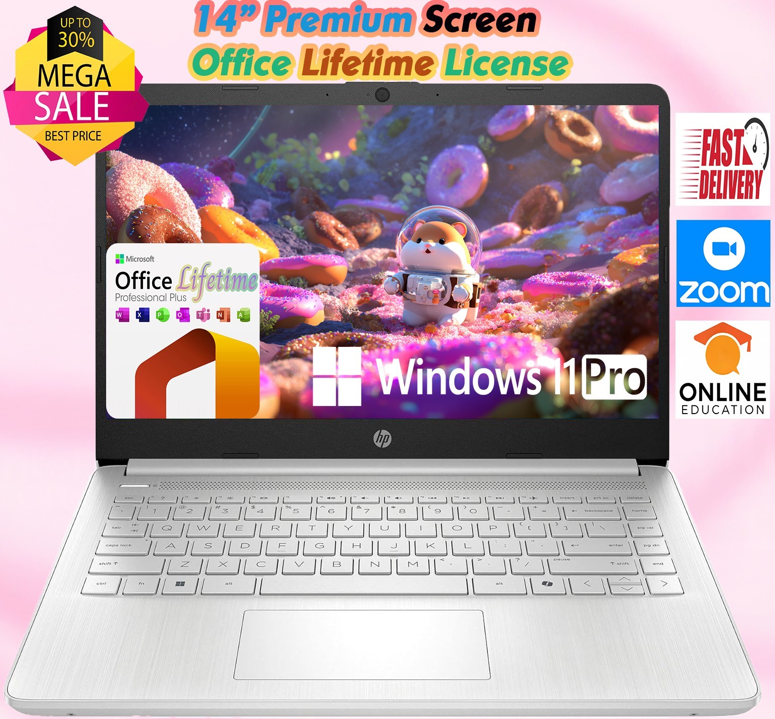 🔥 NEW🔥 HP Laptop 14 Intel 4-Core 16GB RAM & 128GB SSD W11 Pro +OFFICE Lifetime