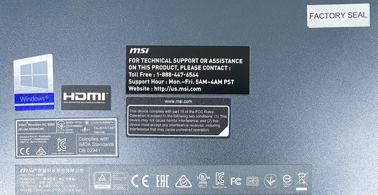 MSI MS-14D1 Laptop Intel Core I3-10110U@ 2.10GHz, 4GB RAM, 128GB M.2 SSD CLEAN!!