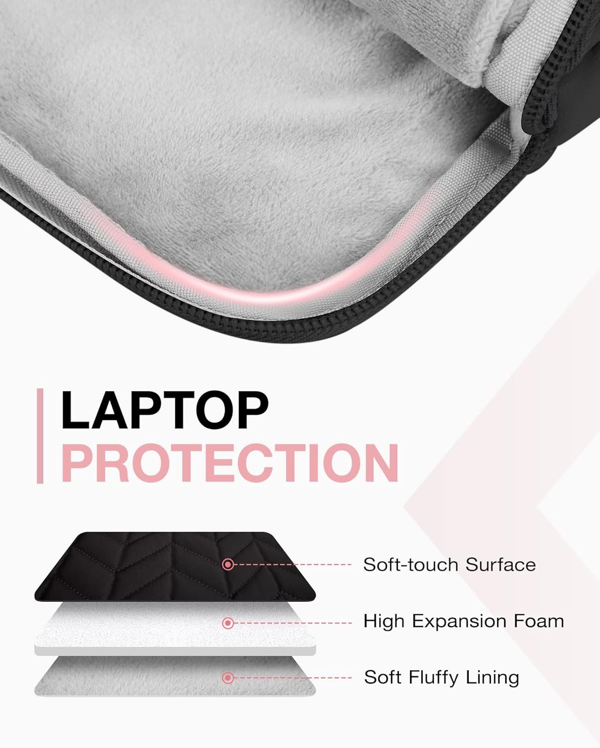 Puffy Padded Laptop Bag Sleeve for Women, Portable MacBook Air/Pro Case, Black