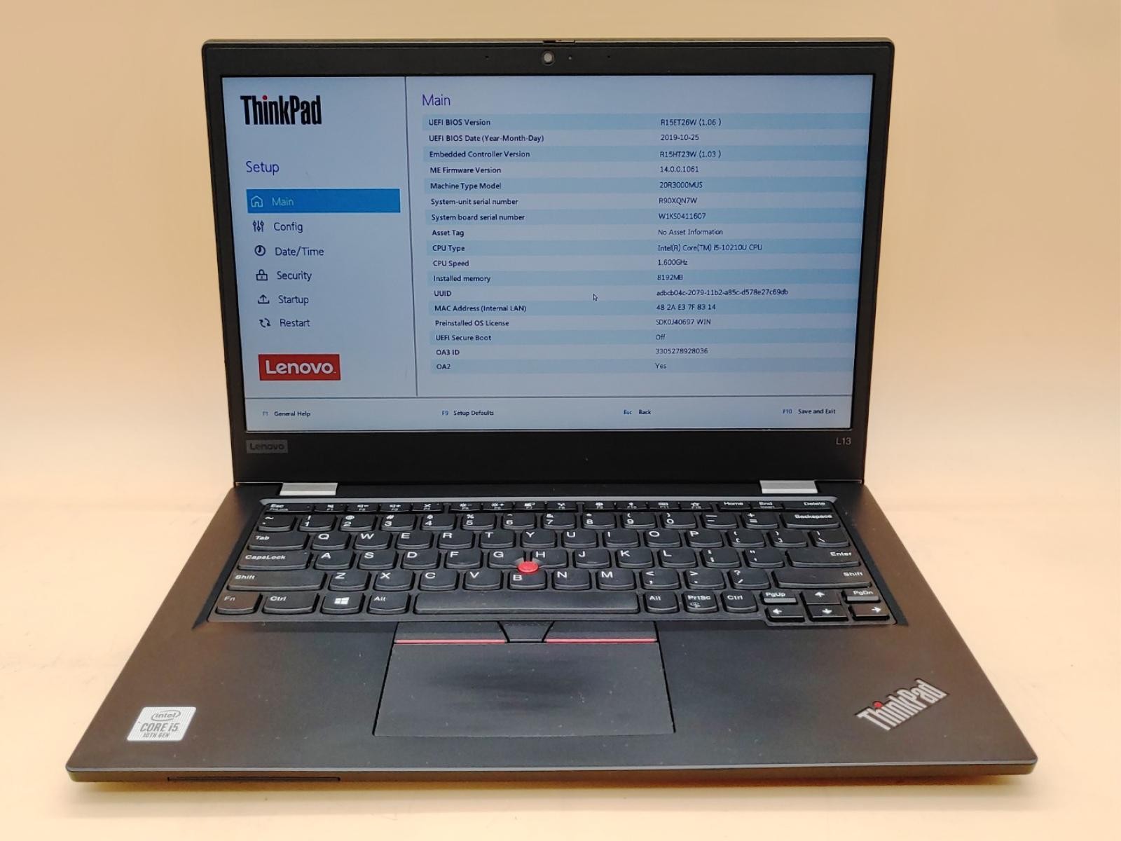 Lenovo ThinkPad L15 13.3″ Intel i5-10210U 8GB *NO SSD/NO OS/NO AC* ***READ***